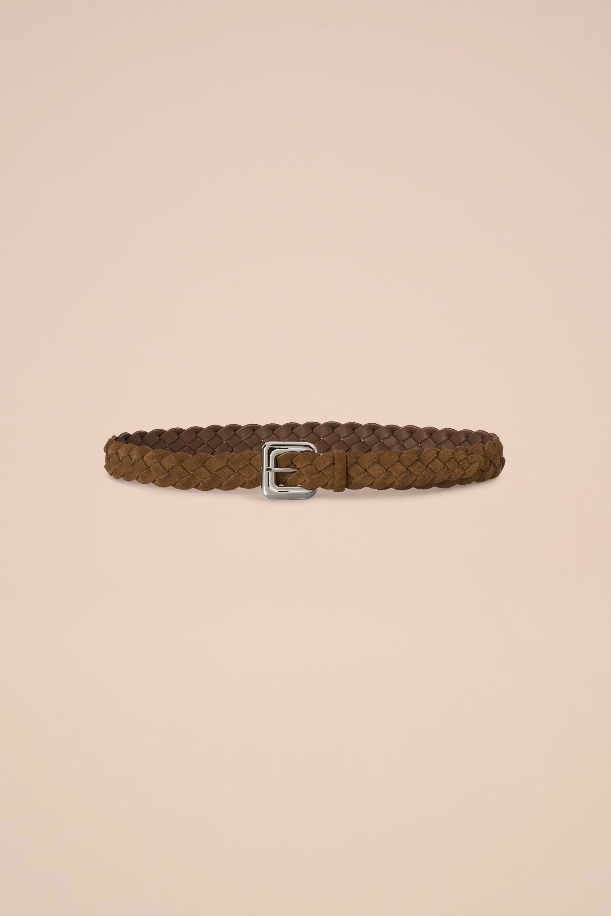 Cintura intrecciata in suede e nappa reversibile - CHALK