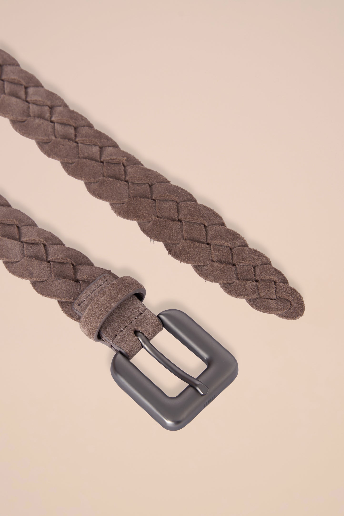 Treccina cintura intrecciata in pelle scamosciata - DARKGREIGE