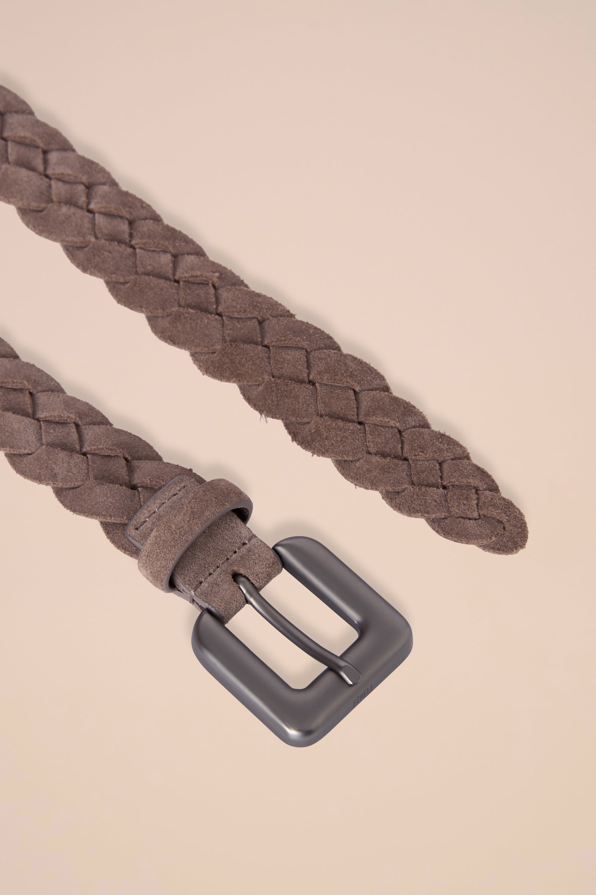 Treccina cintura intrecciata in pelle scamosciata - DARKGREIGE