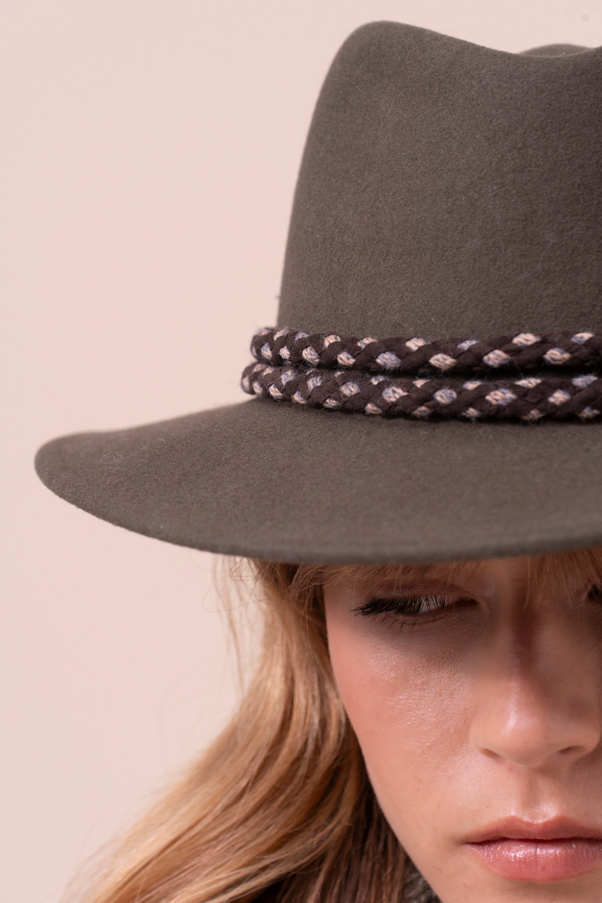 Kansas cappello fedora in lana e cashmere - OLIVEGREENMELANGE