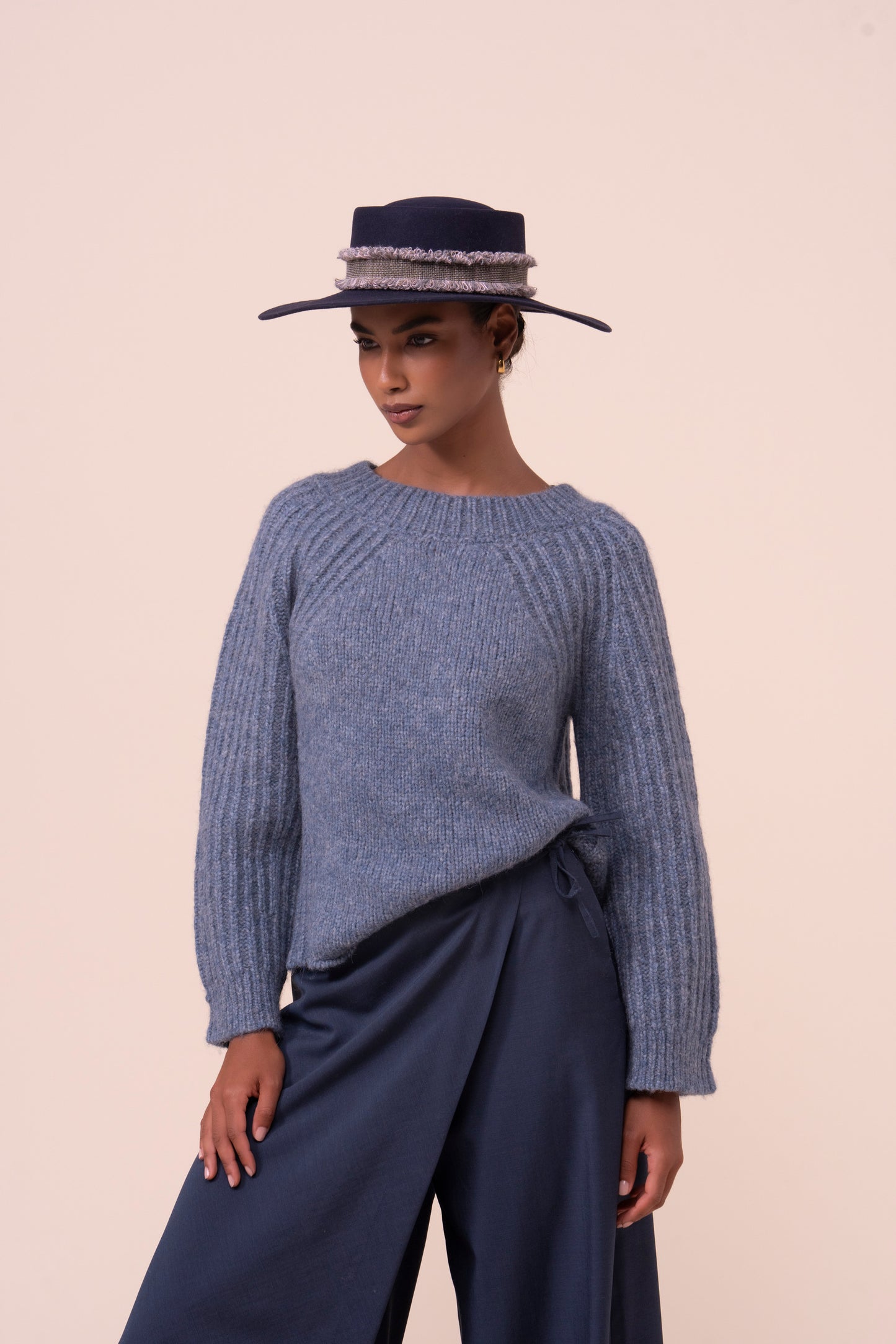 Leon Flat Felt Hat - MIDNIGHTBLUE