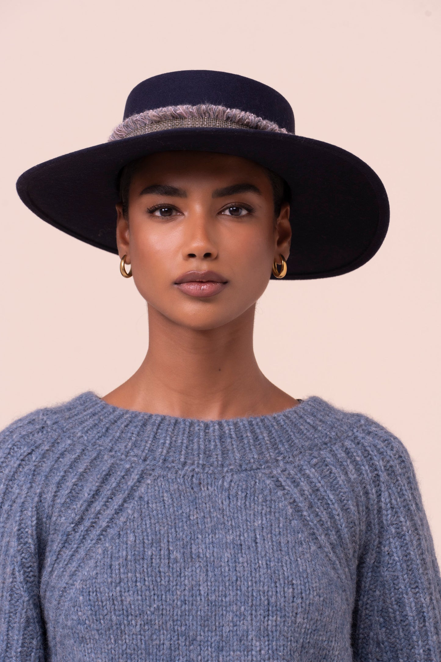 Leon Flat Felt Hat - MIDNIGHTBLUE