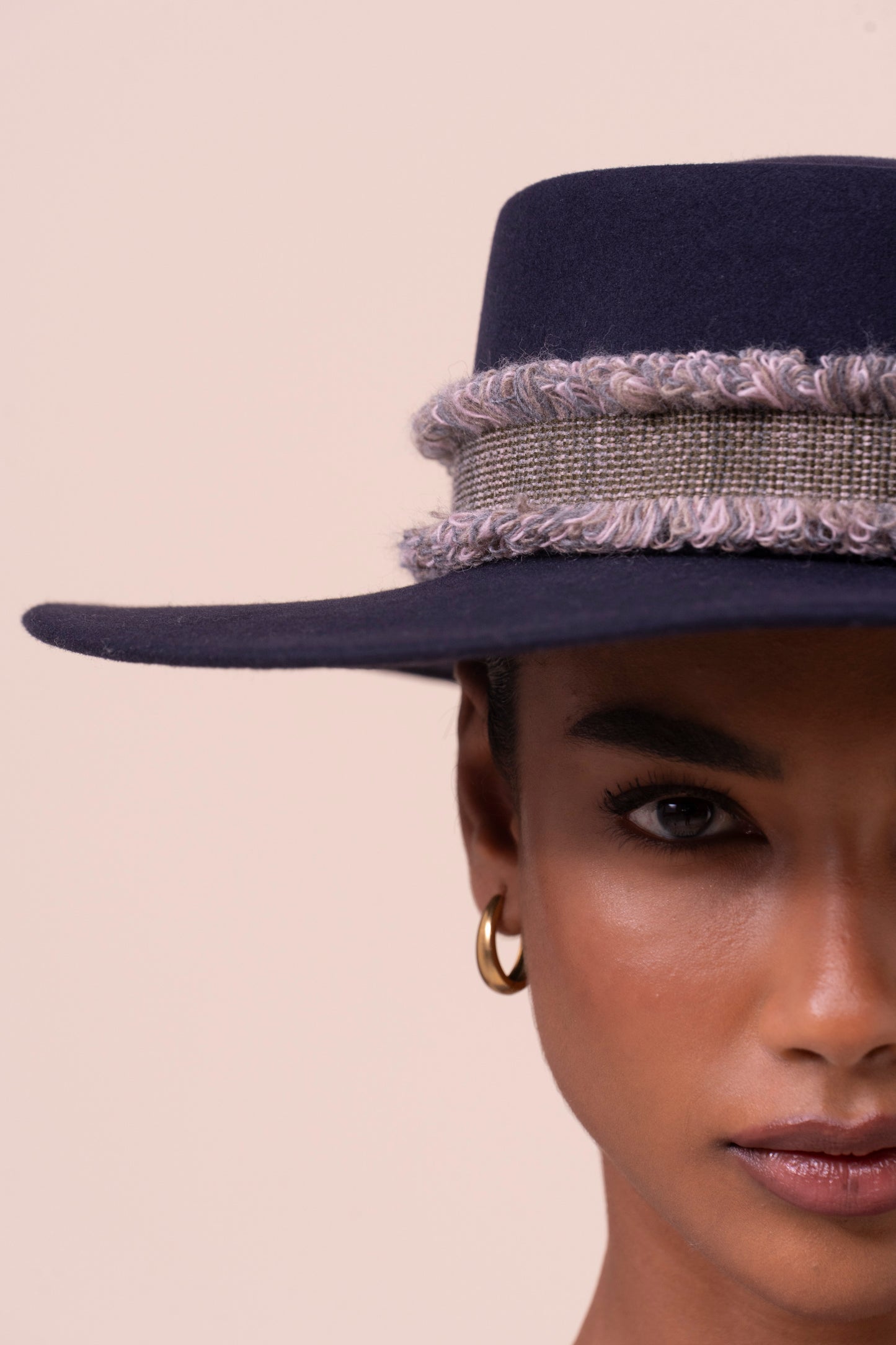 Leon Flat Felt Hat - MIDNIGHTBLUE