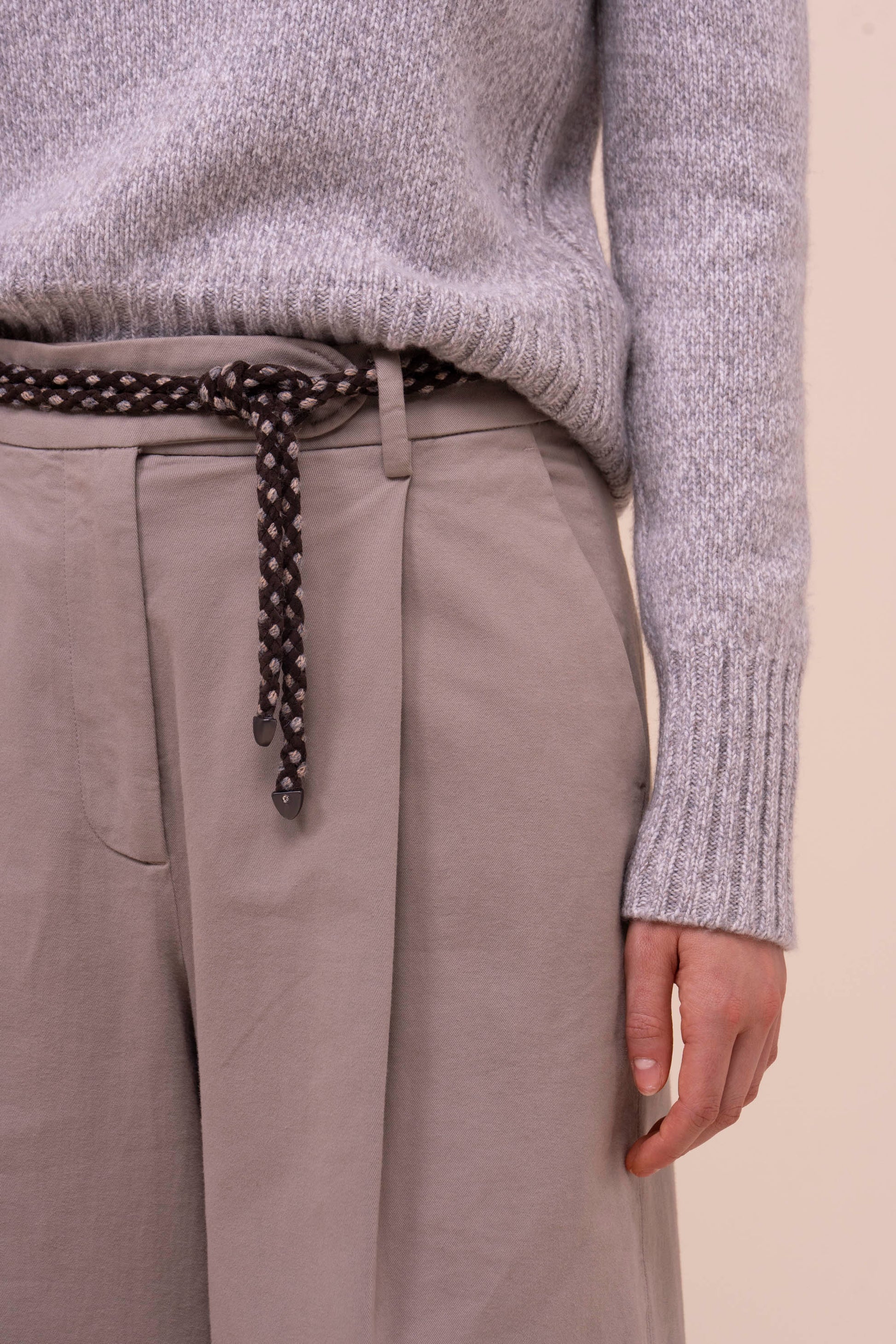 Braid cintura intrecciata in suede e maglia - COFFEE