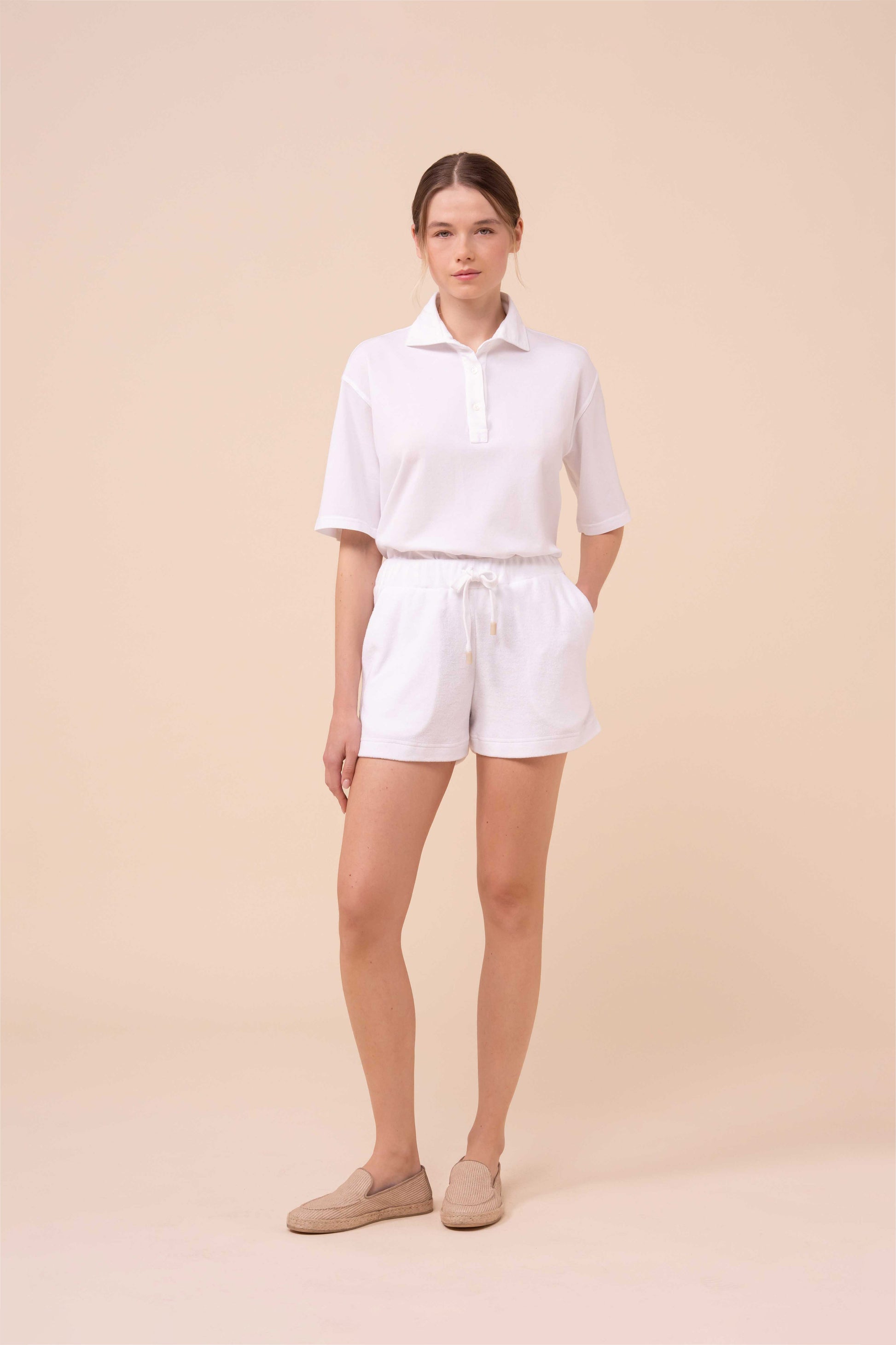 Orosei shorts in spugna di cotone - WHITE