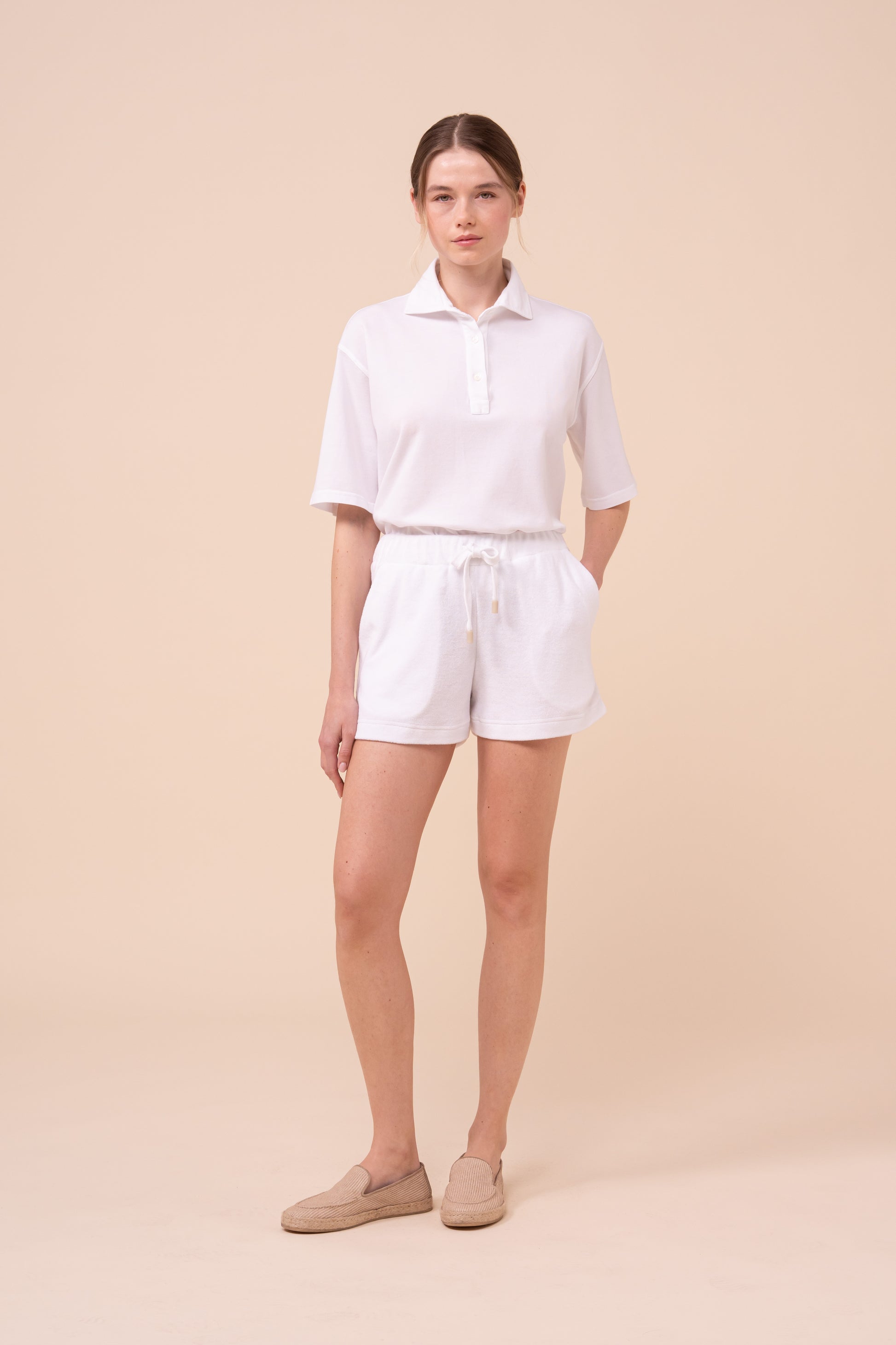 Orosei Terry Cotton Shorts - WHITE