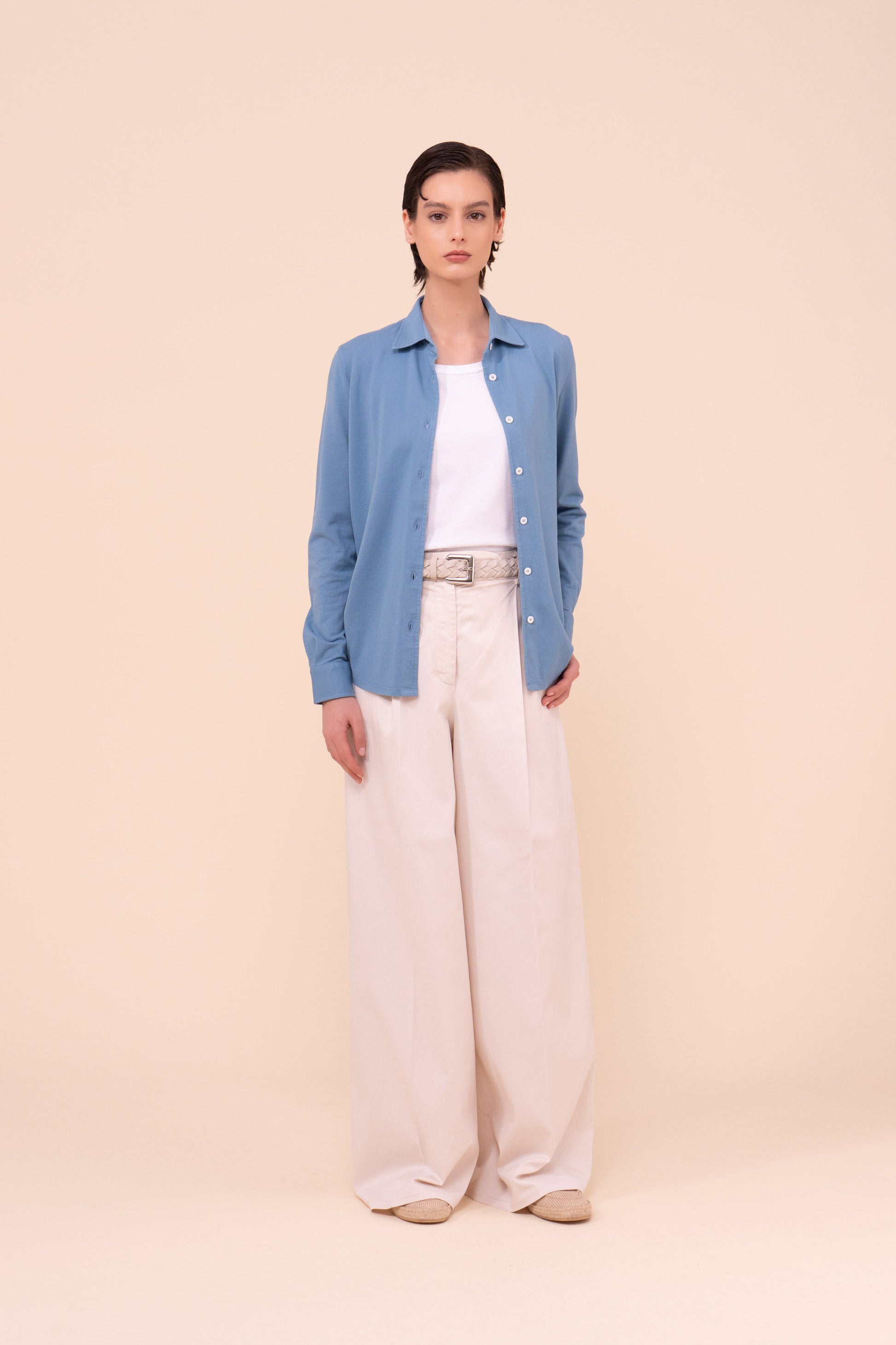 New Fenice camicia in piquet di cotone - MIDNIGHTBLUE