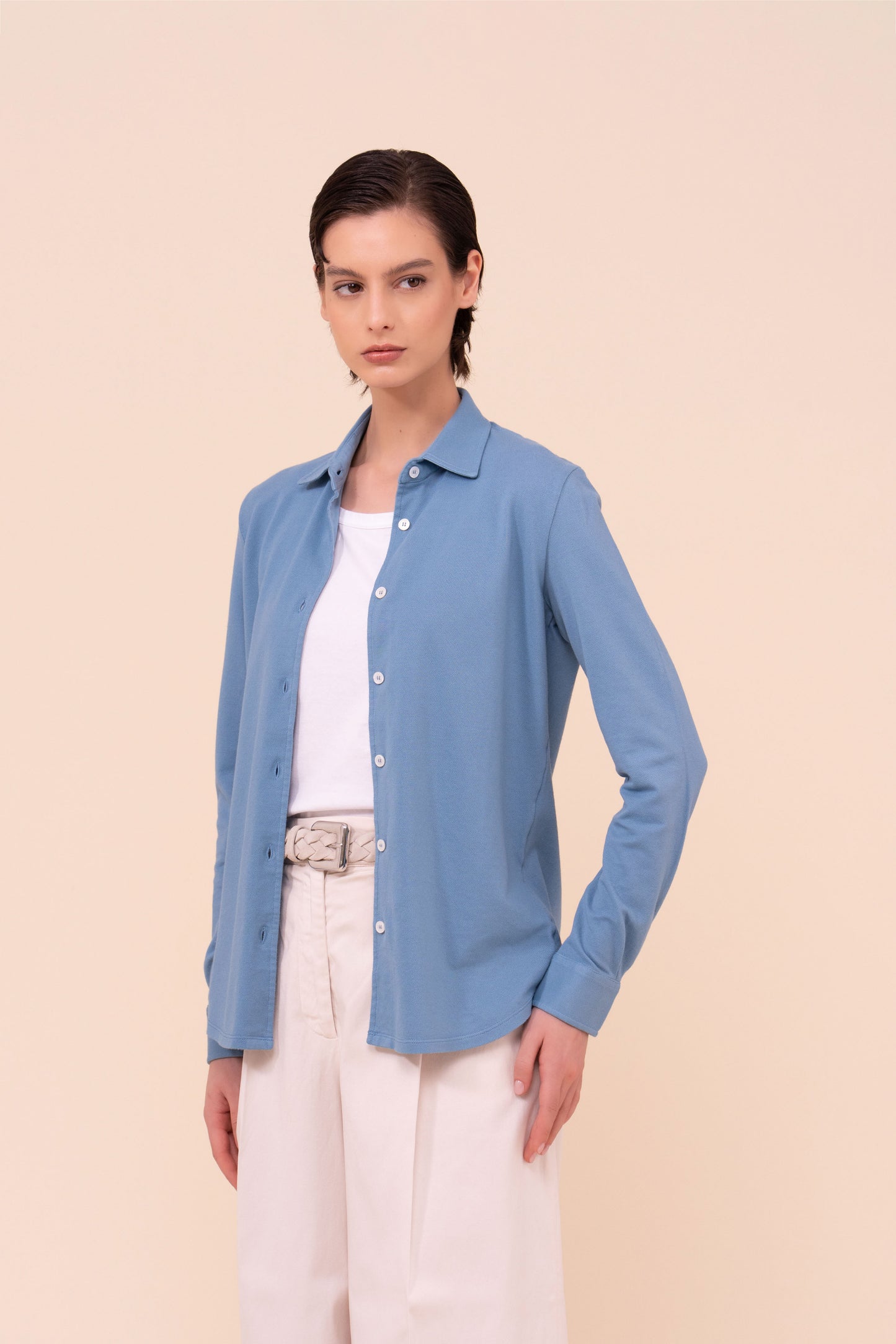 New Fenice camicia in piquet di cotone - MIDNIGHTBLUE