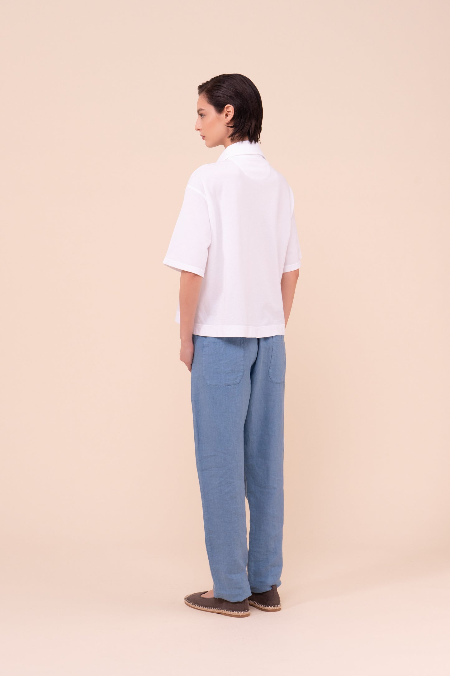 Circe polo boxy in piquet di cotone - WHITE