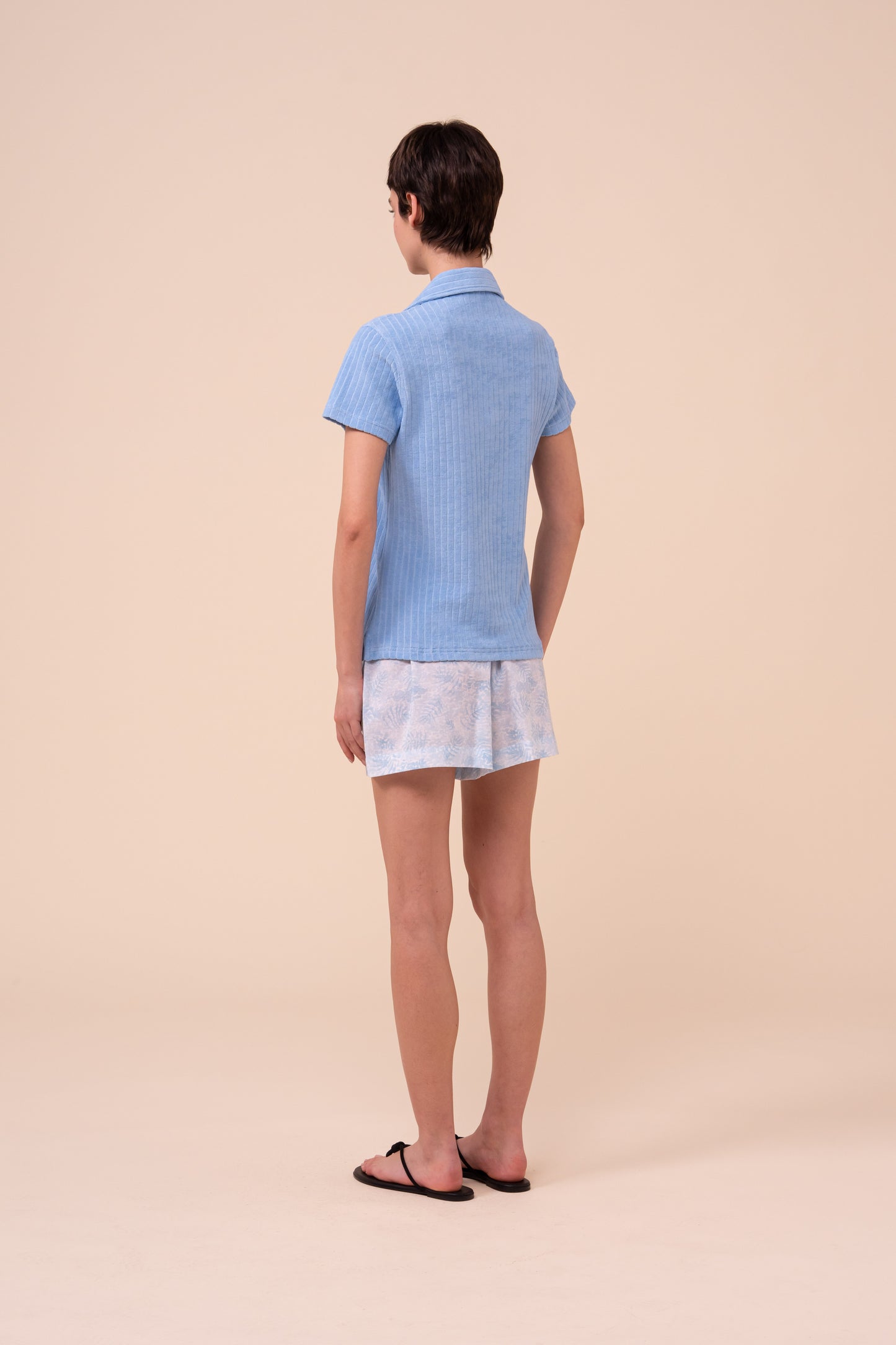 Rossini Terry Cotton Ribbed Polo - SKYBLUE