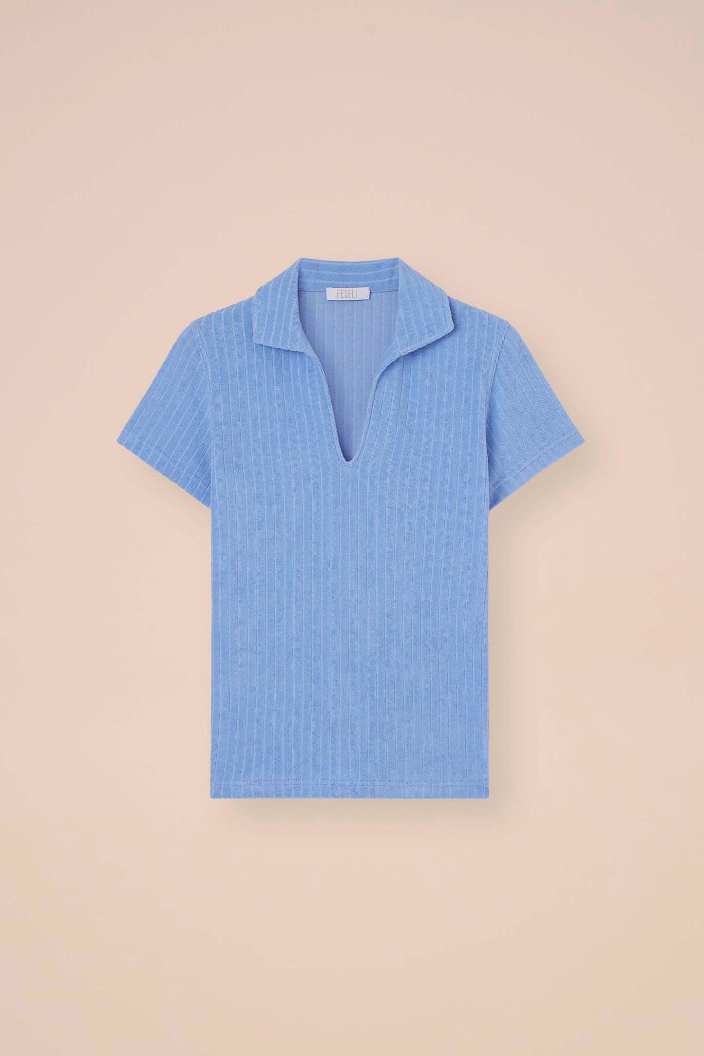 Rossini Terry Cotton Ribbed Polo - SKYBLUE