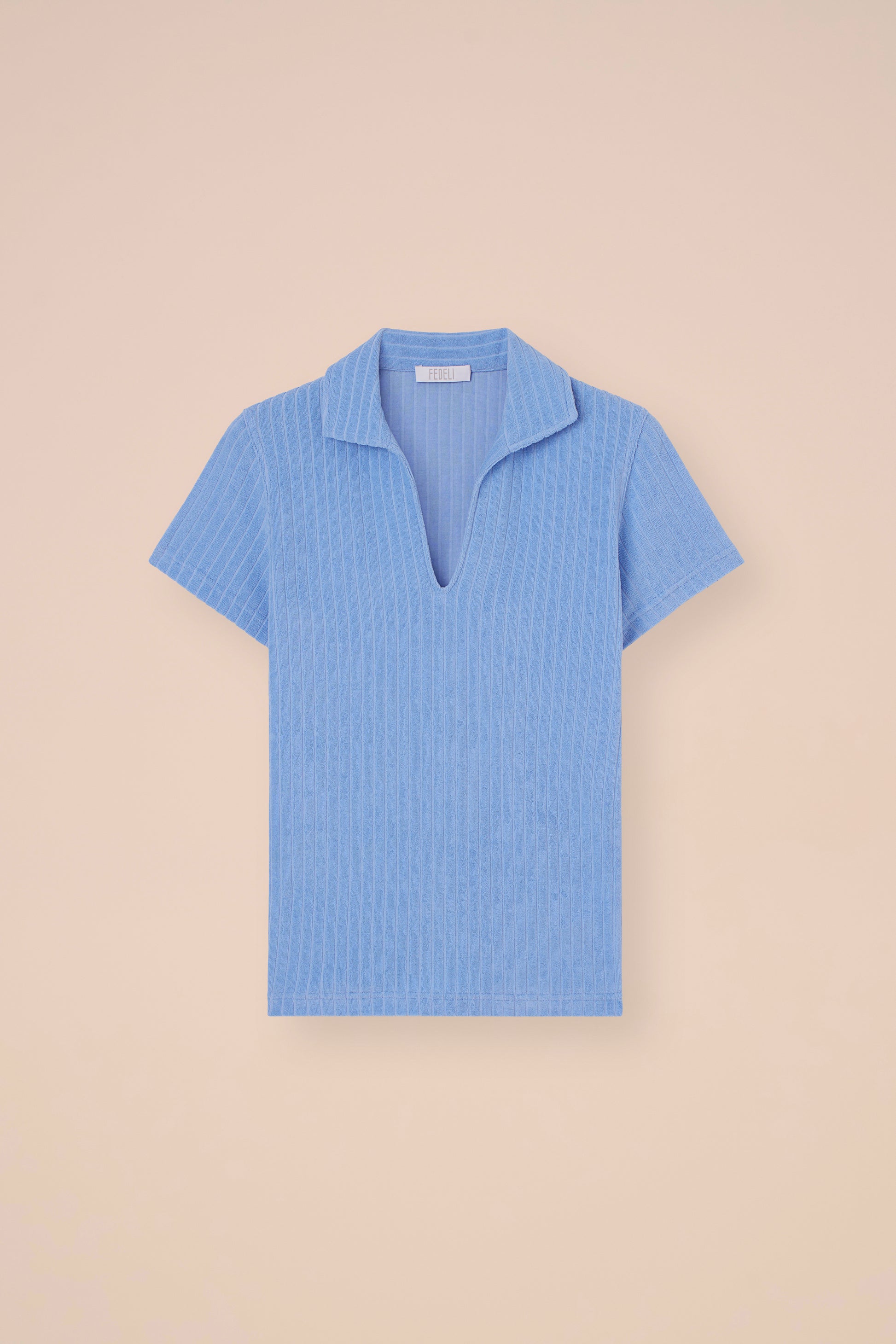Rossini Terry Cotton Ribbed Polo - SKYBLUE