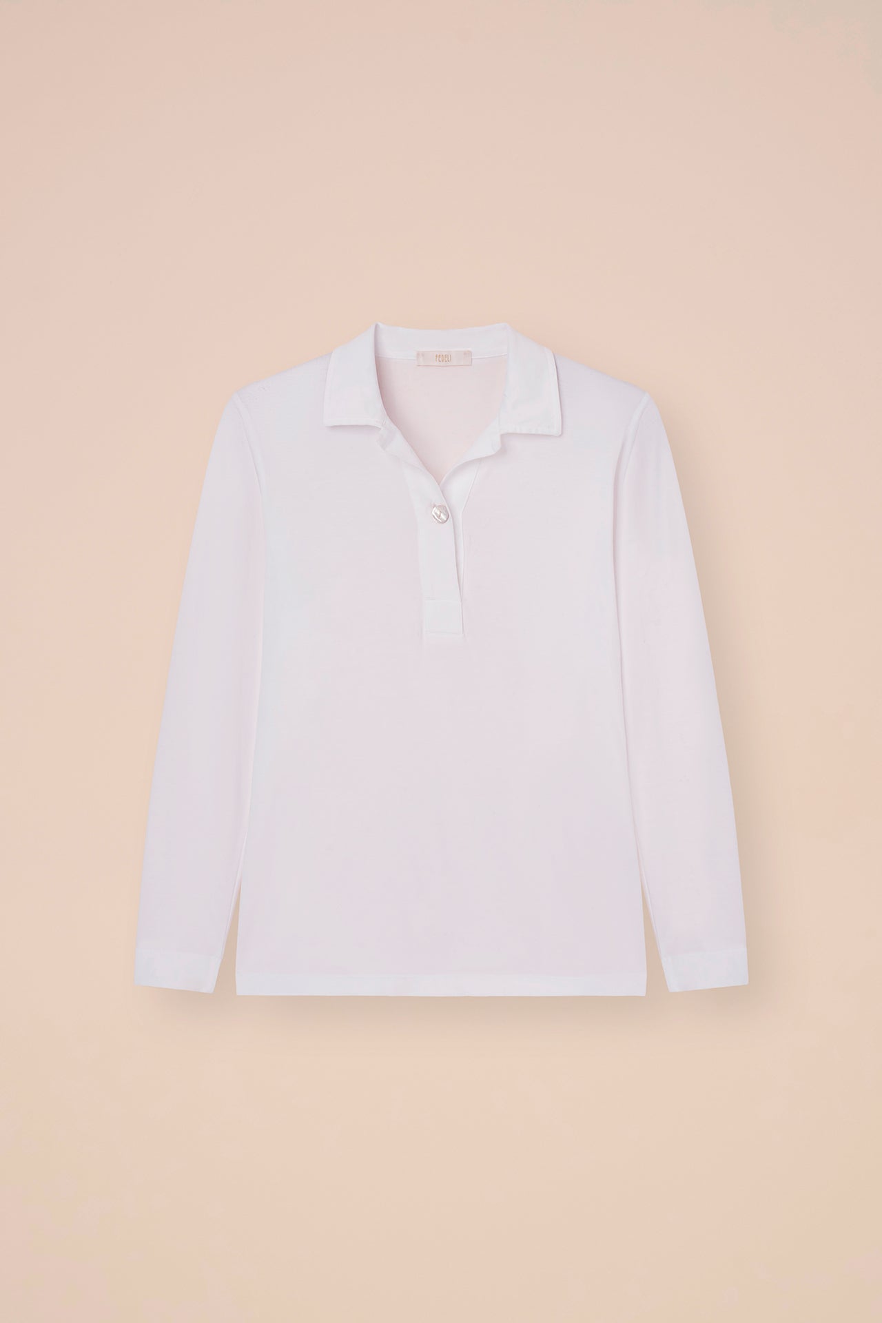 Eva Organic Cotton Long Sleeve Polo - WHITE