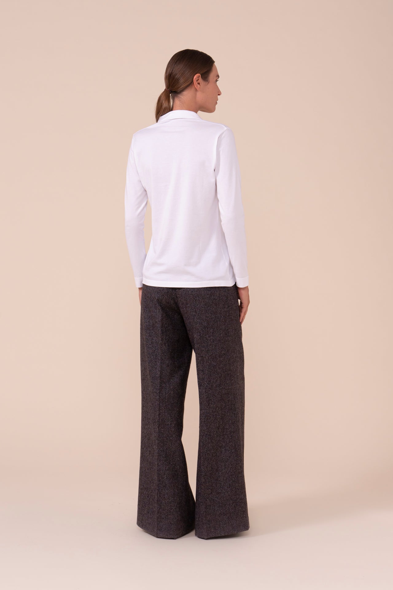 Eva Organic Cotton Long Sleeve Polo - WHITE