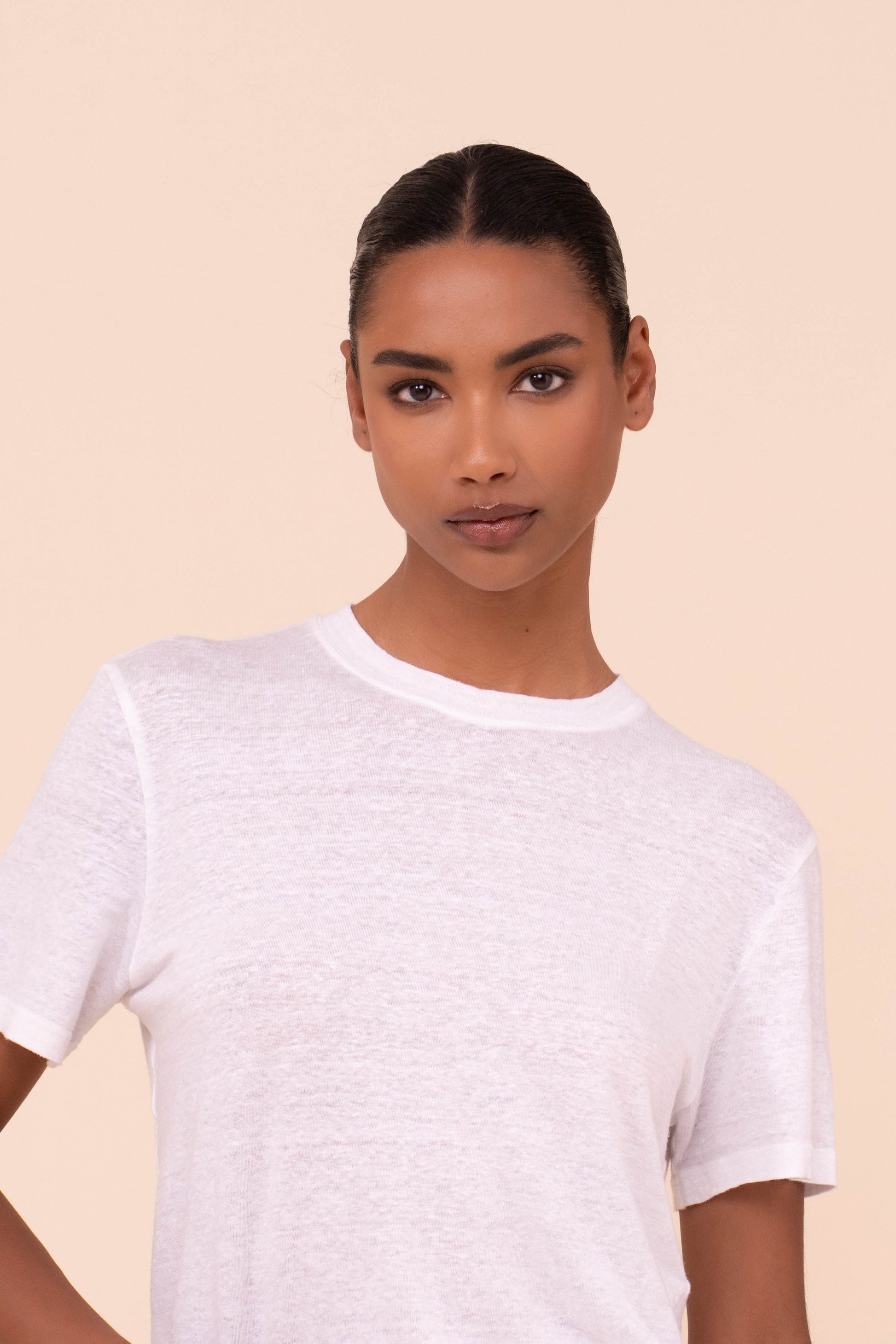 Extreme T-shirt a maniche corte in lino - WHITE