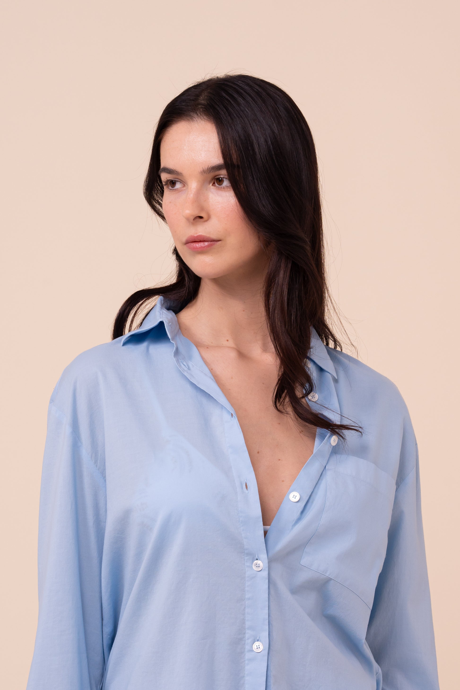 Palmaria Cotton Voile Shirt - SKYBLUE