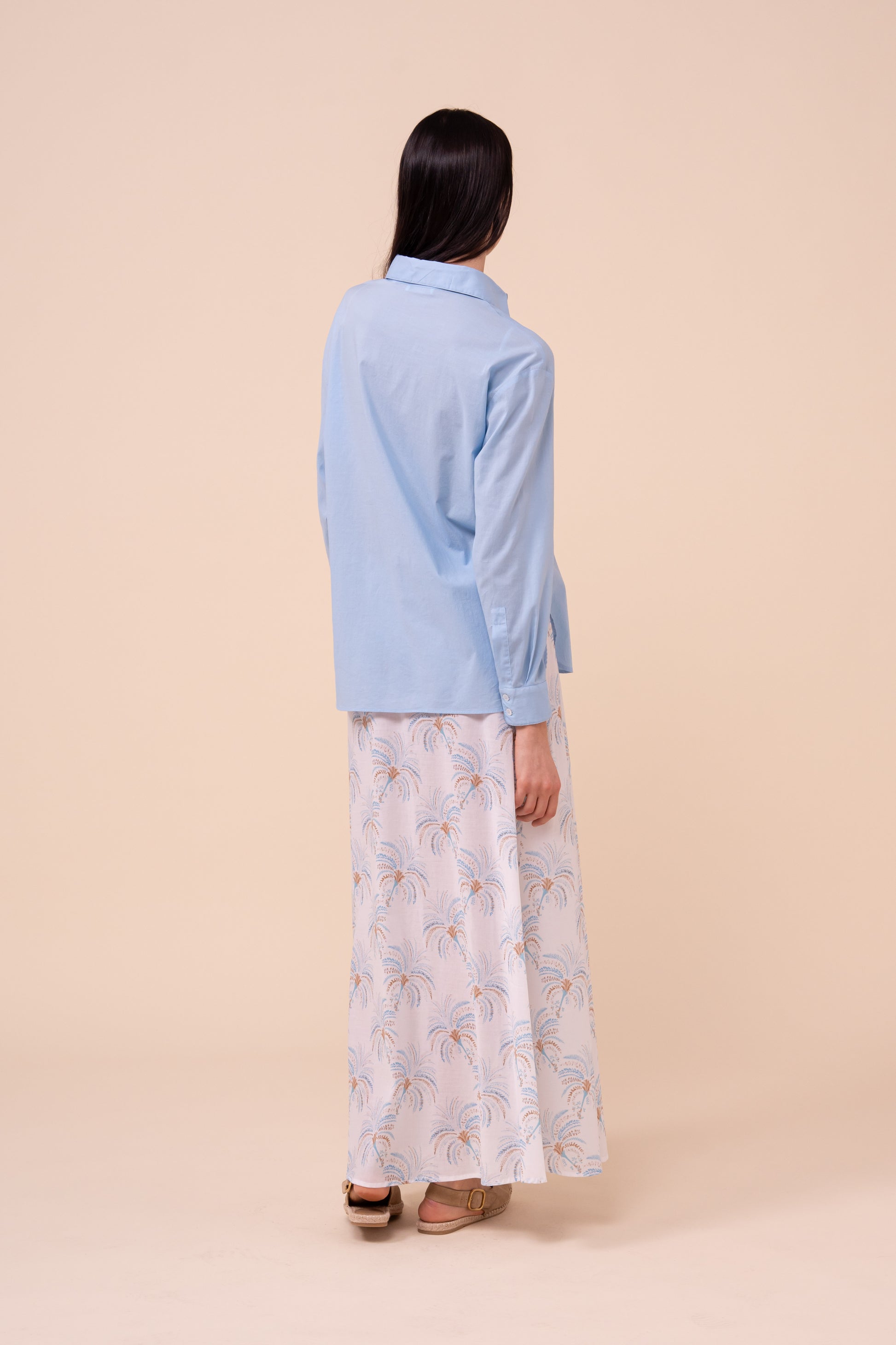 Palmaria Cotton Voile Shirt - SKYBLUE