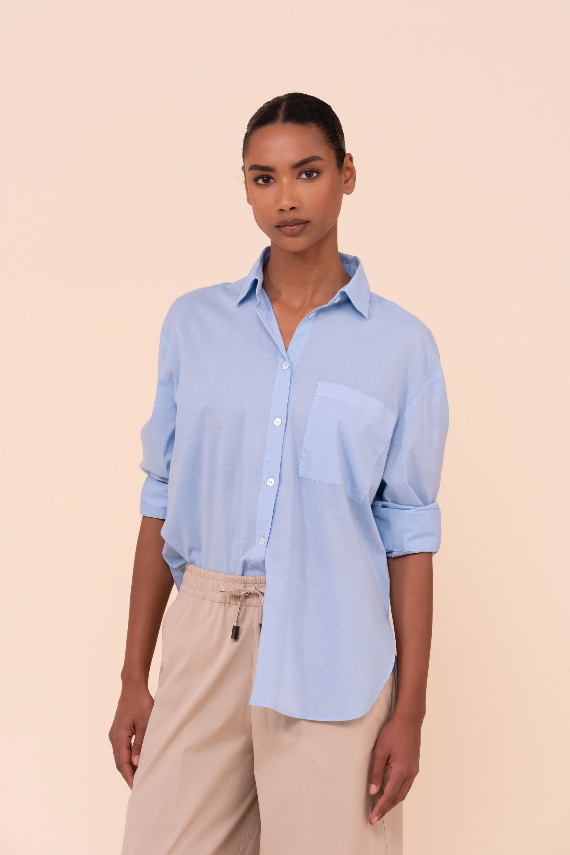 Palmaria camicia in voile di cotone - SIENNA