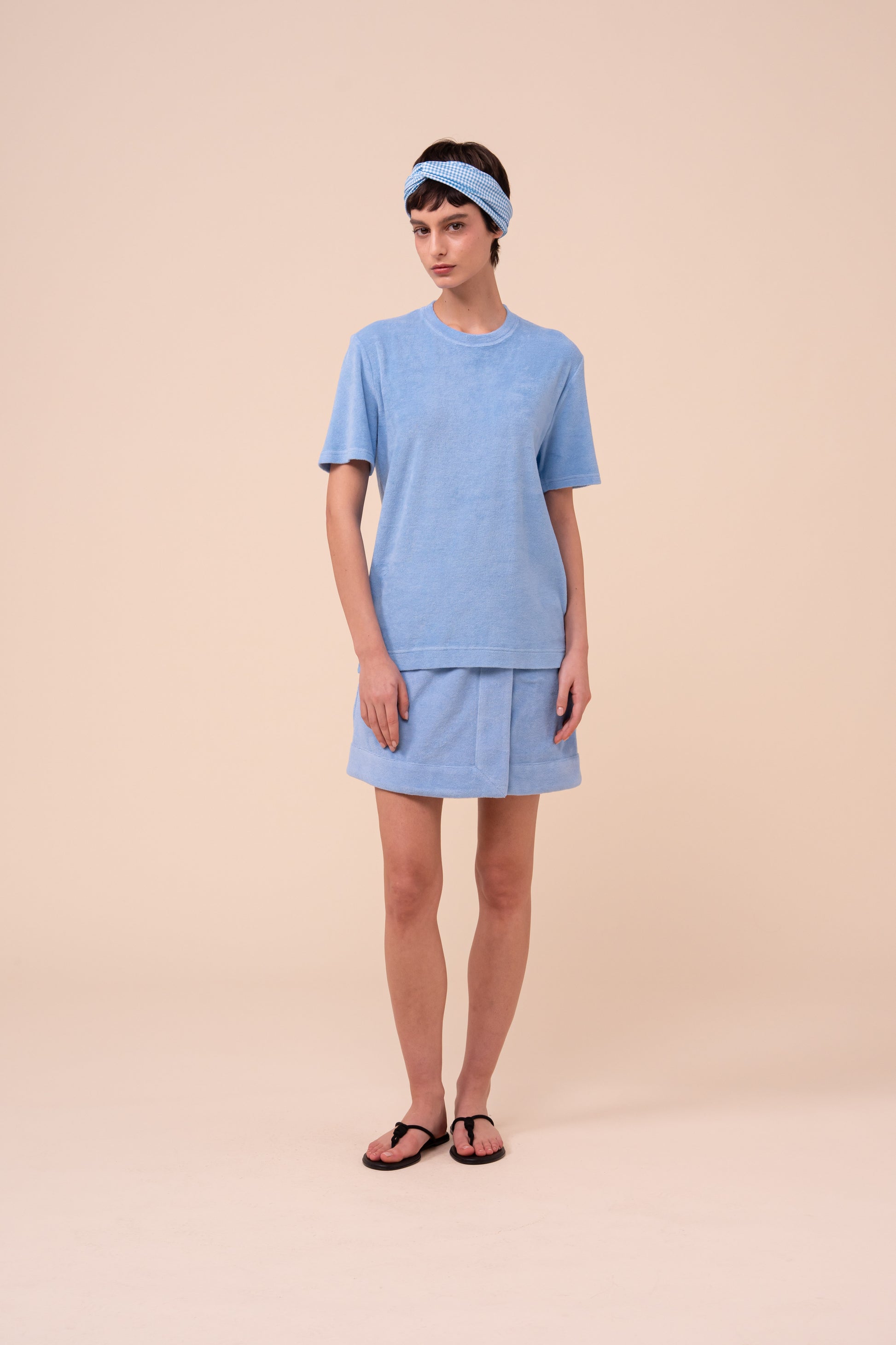 Extreme Short Sleeve Terry Cotton T-Shirt - SKYBLUE