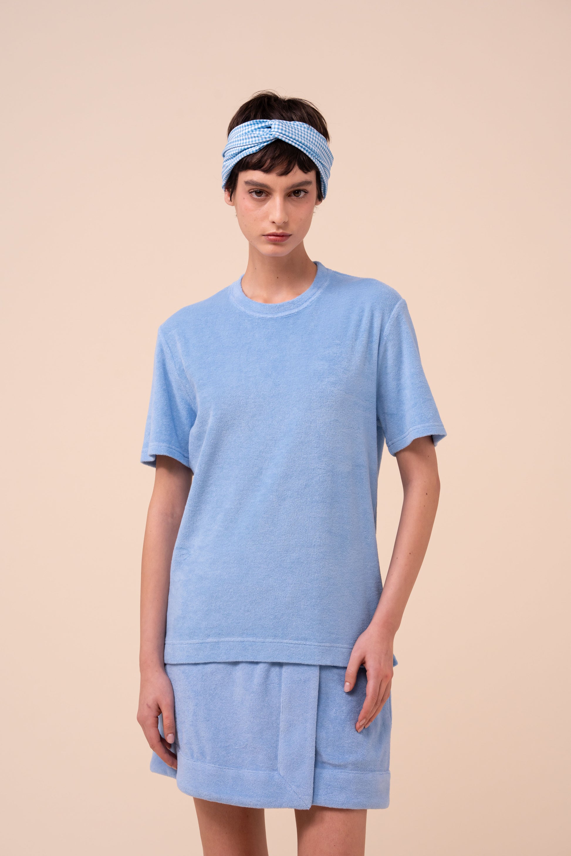 Extreme Short Sleeve Terry Cotton T-Shirt - SKYBLUE