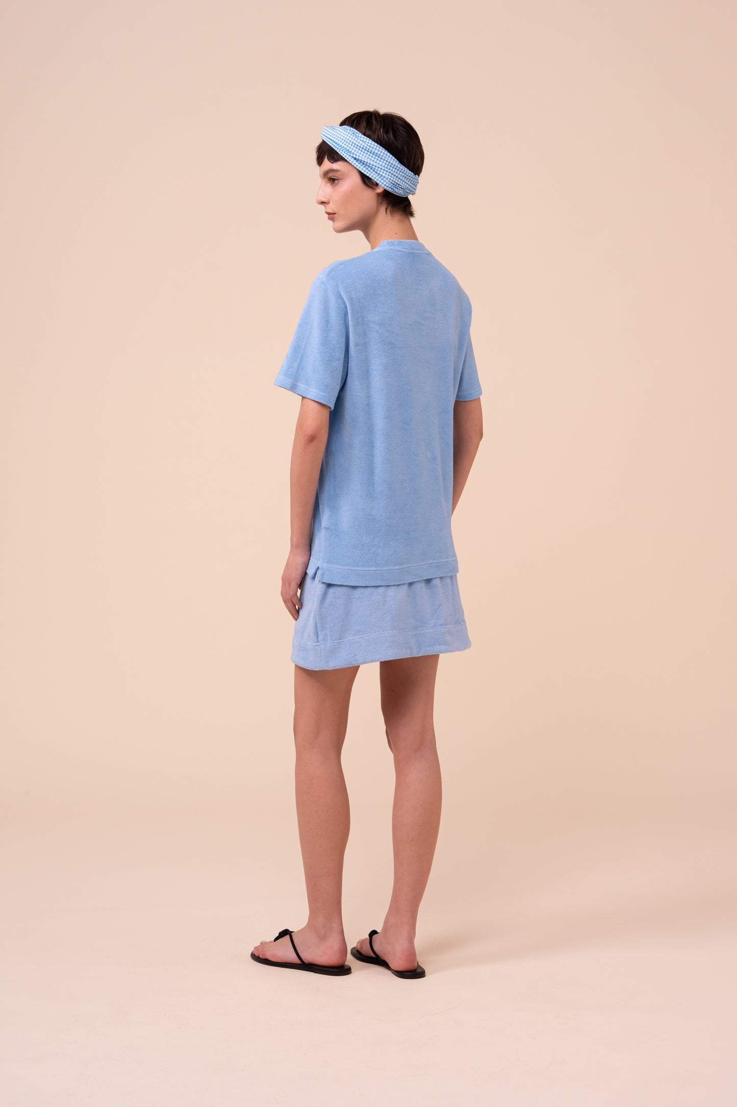 Extreme Short Sleeve Terry Cotton T-Shirt - SKYBLUE