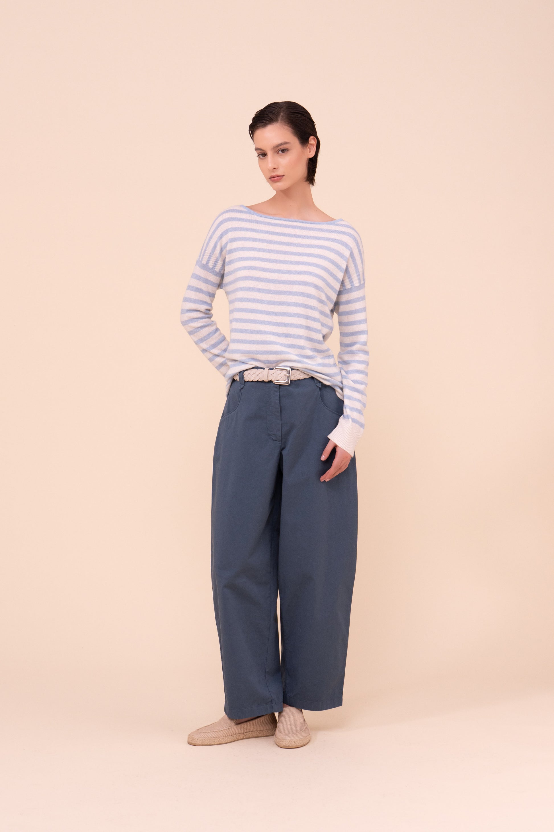 Kahlo Marble maglia in cashmere e lino con scollo a barchetta - WAVE