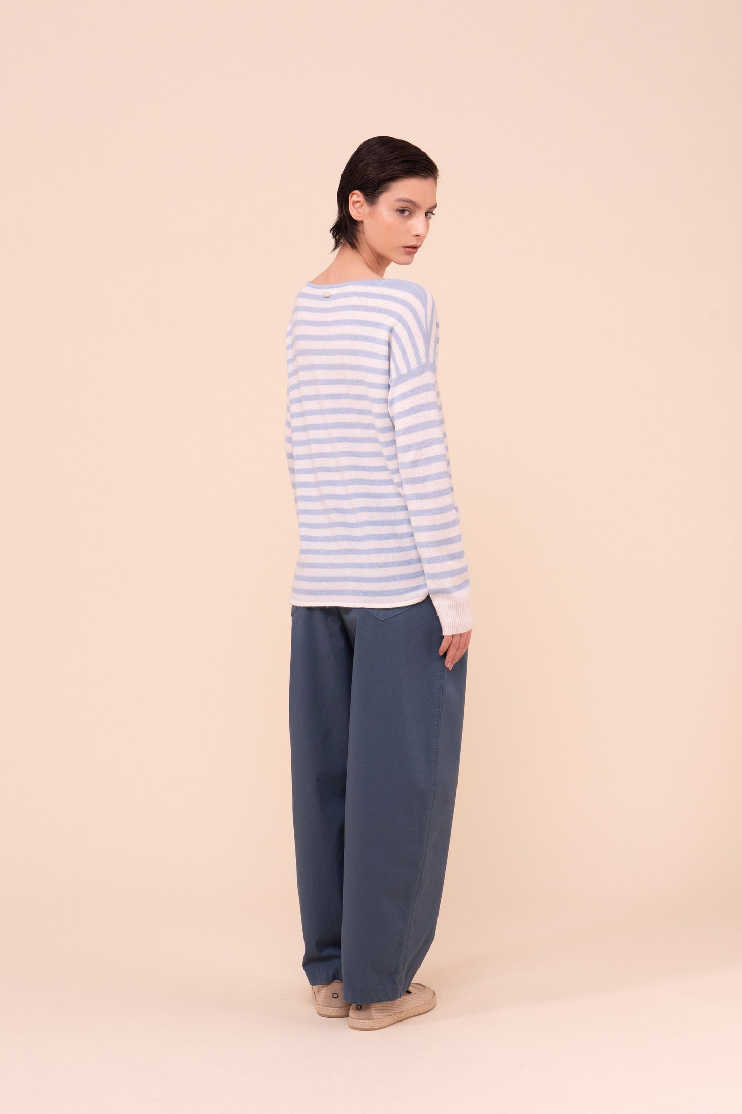 Kahlo Marble maglia in cashmere e lino con scollo a barchetta - WAVE