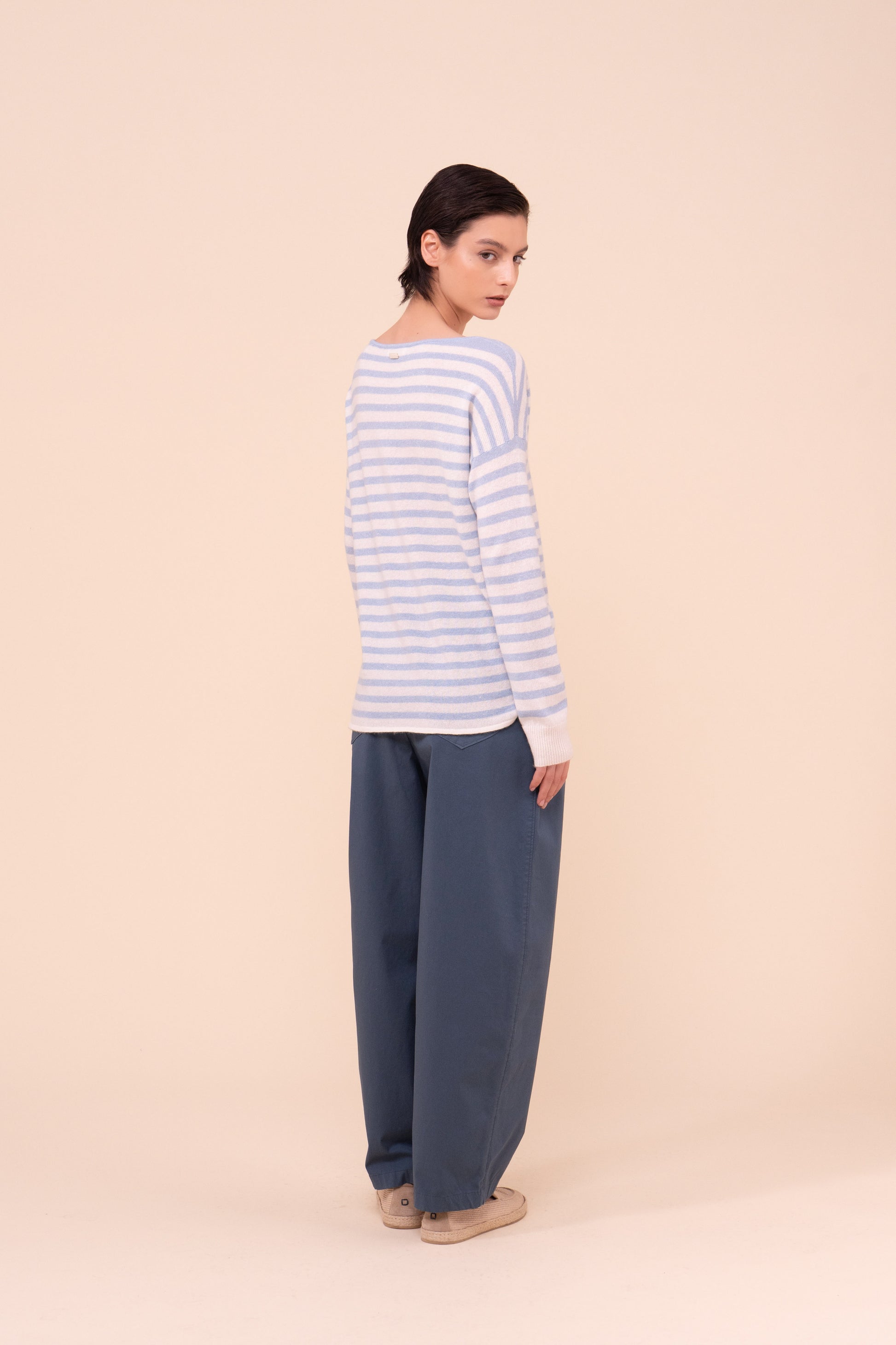 Kahlo Marble maglia in cashmere e lino con scollo a barchetta - WAVE
