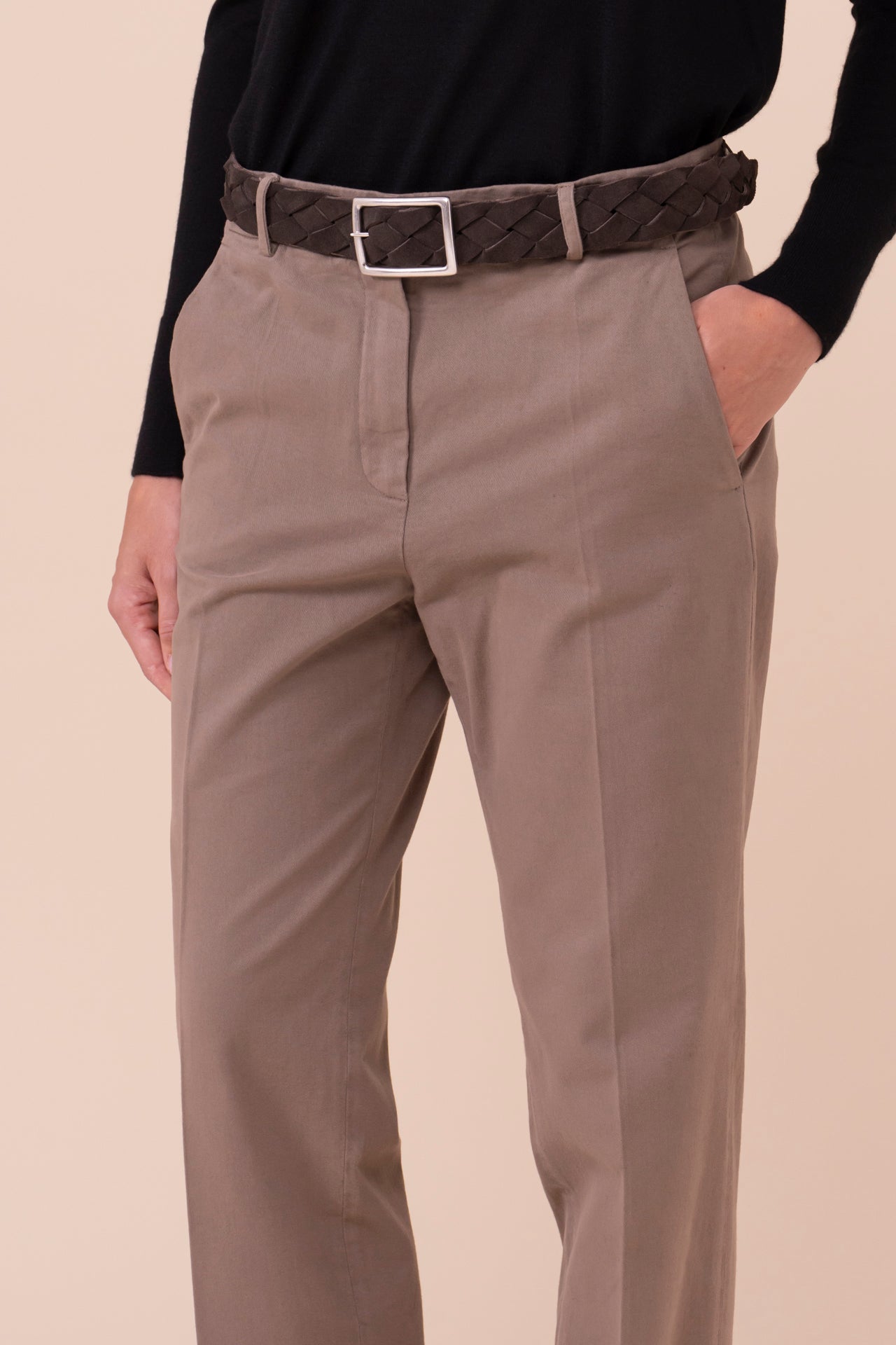 Jinny pantaloni a gamba dritta - GREIGE