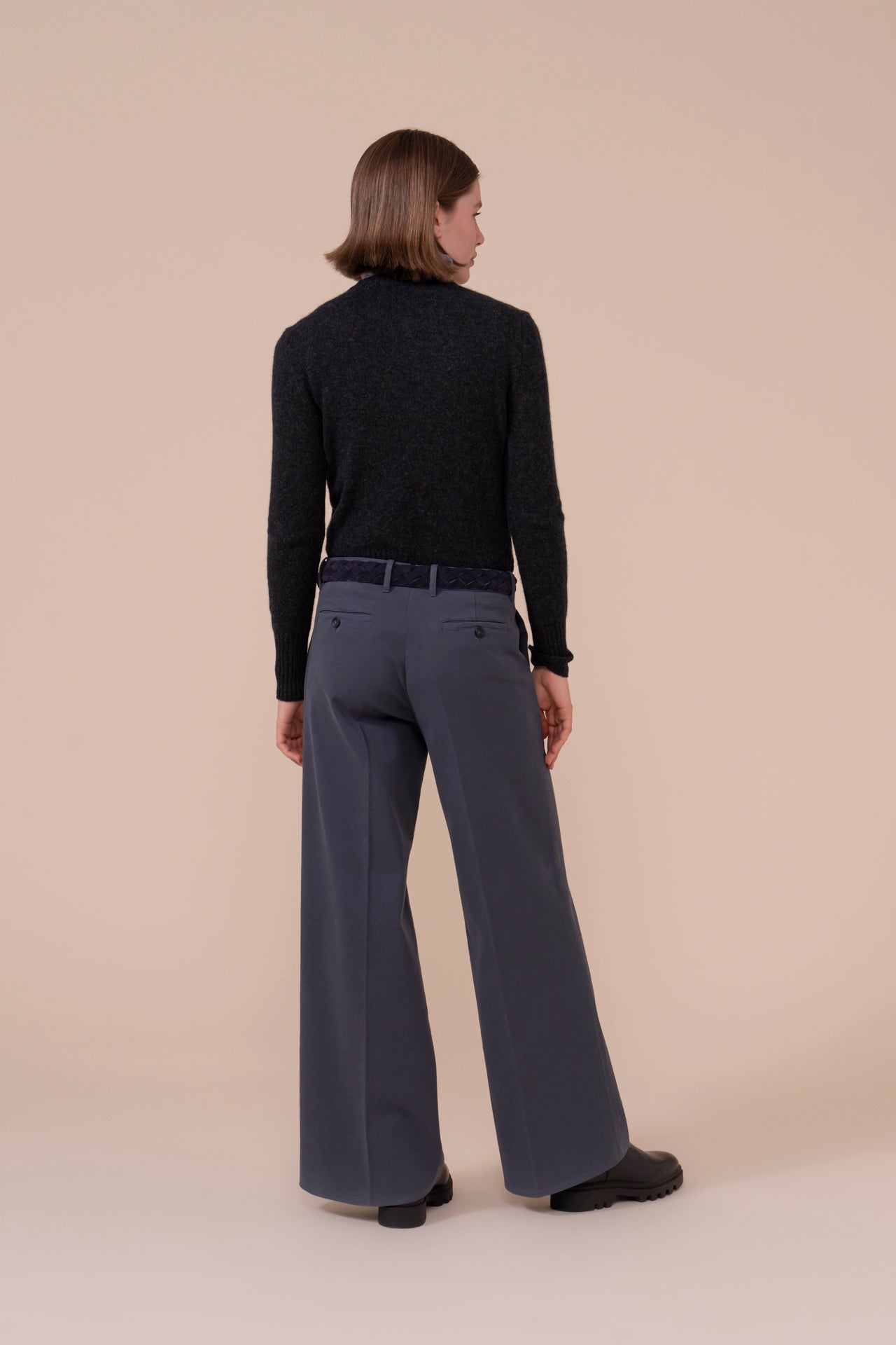 Gloria Cotton Old and Cashmere Wide Leg Pants - TITANIUM