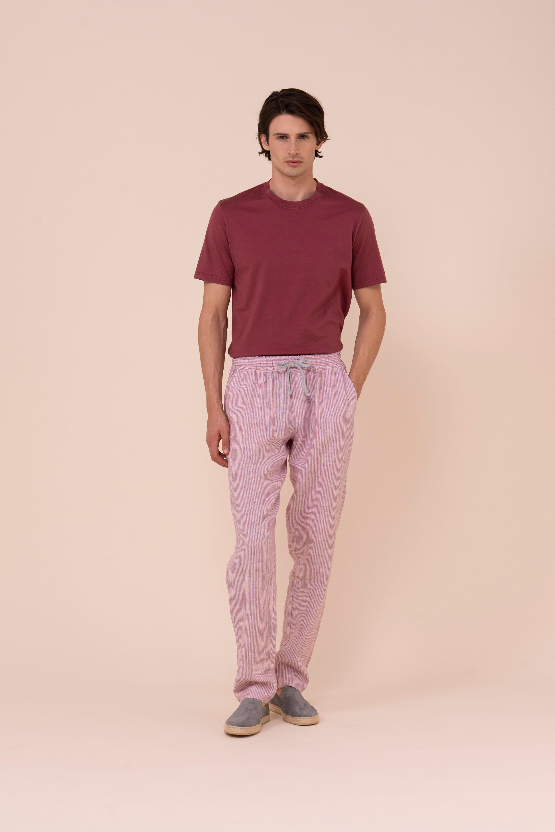 Bonifacio pantaloni in lino rigato - WAVEMELANGE