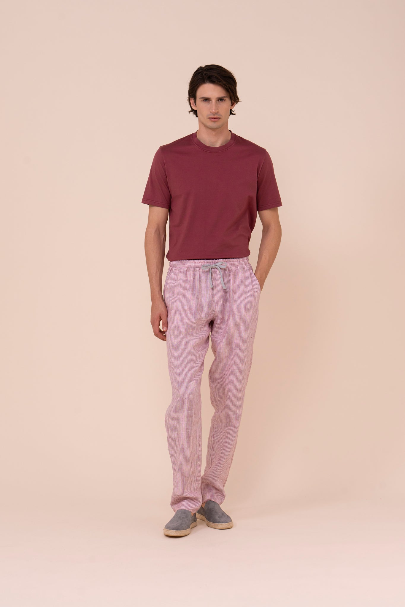 Bonifacio pantaloni in lino rigato - WAVEMELANGE