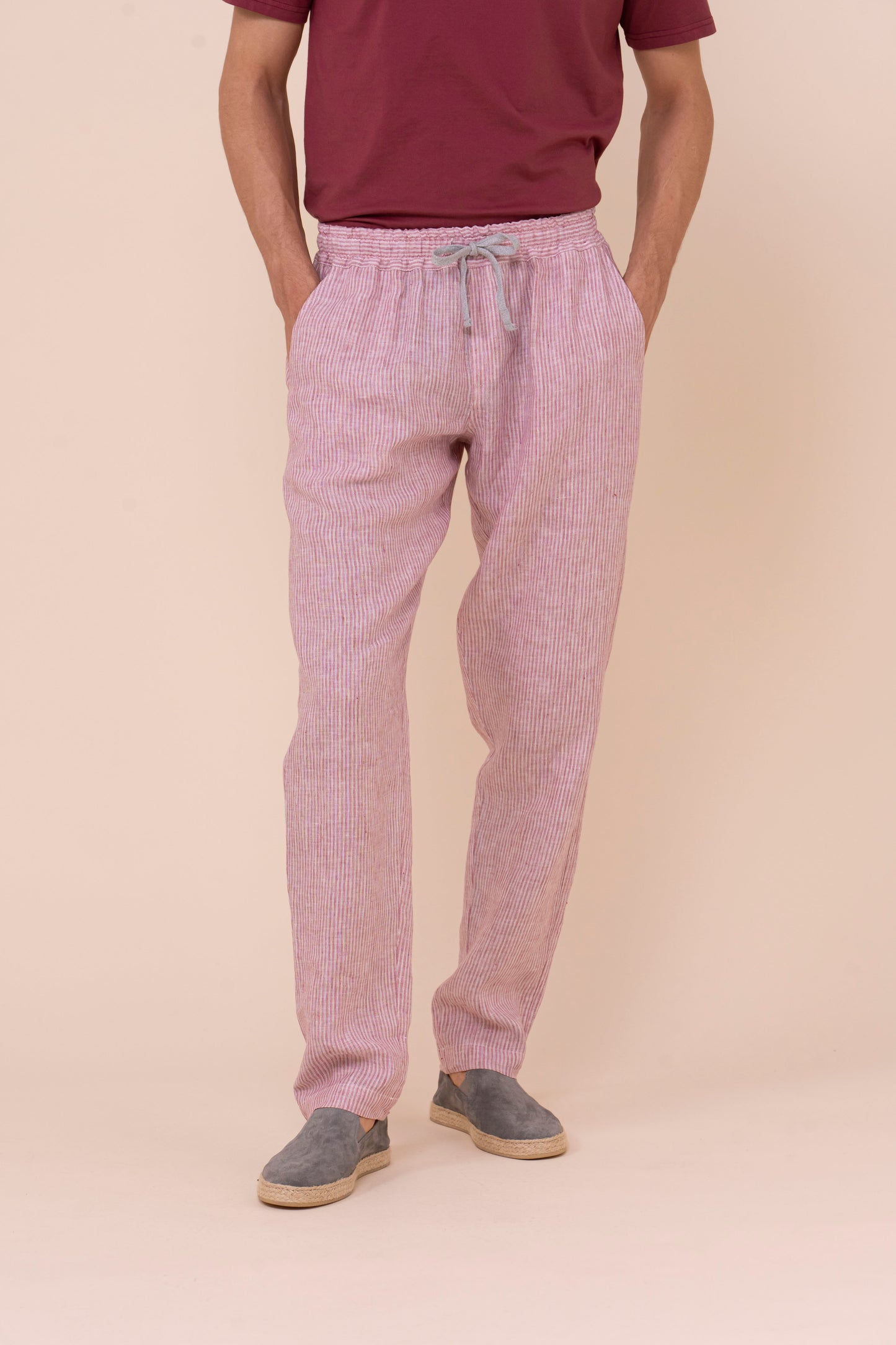 Bonifacio pantaloni in lino rigato - WAVEMELANGE