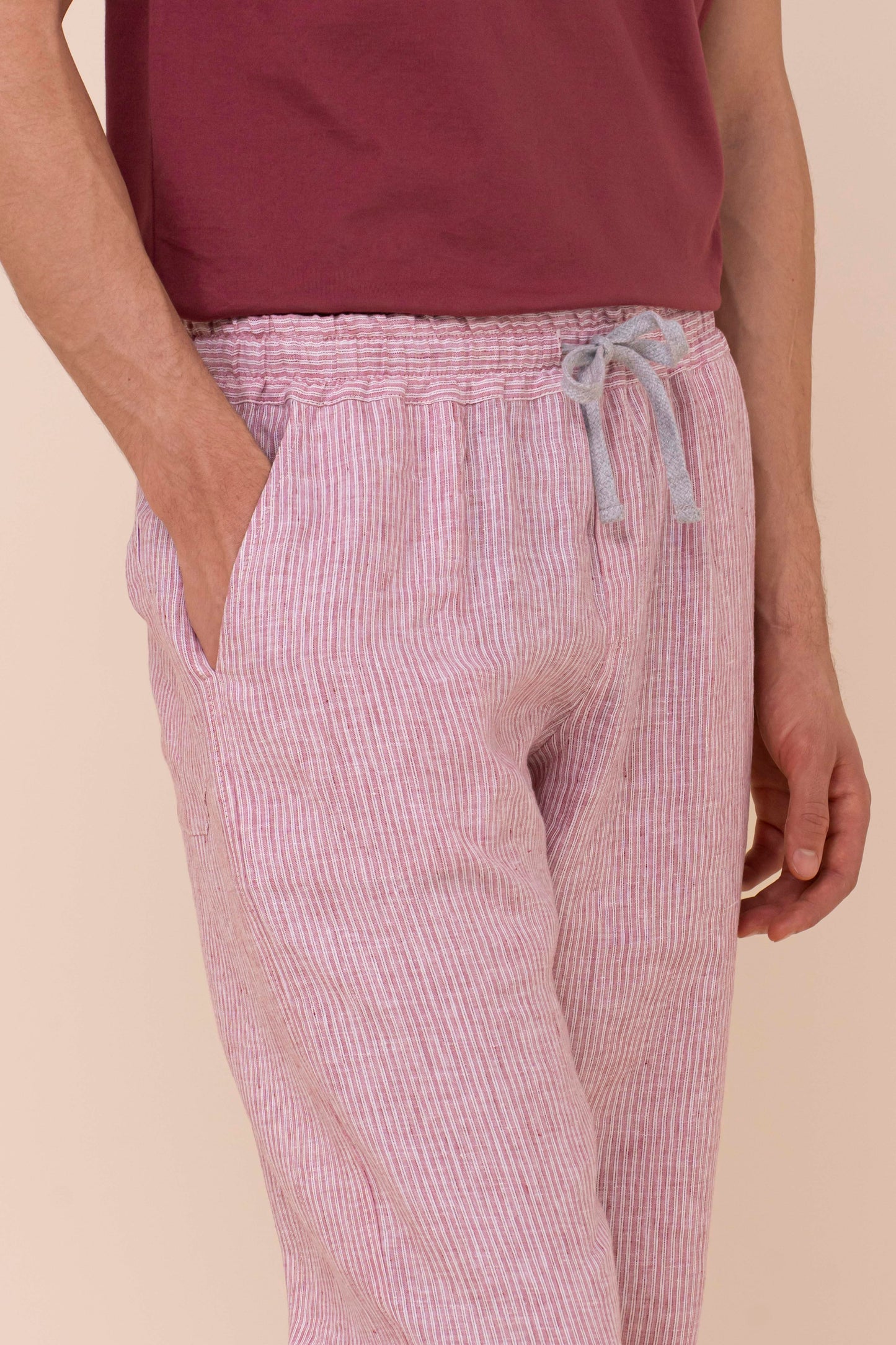 Bonifacio pantaloni in lino rigato - WAVEMELANGE