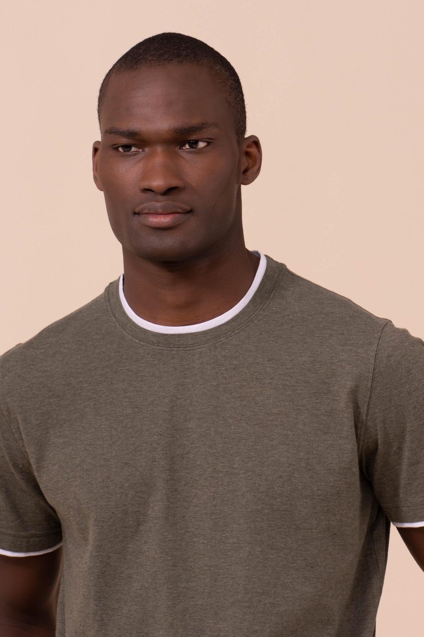 Duo Cotton Jersey Mèlange T-shirt - OLIVEGREENMELANGE
