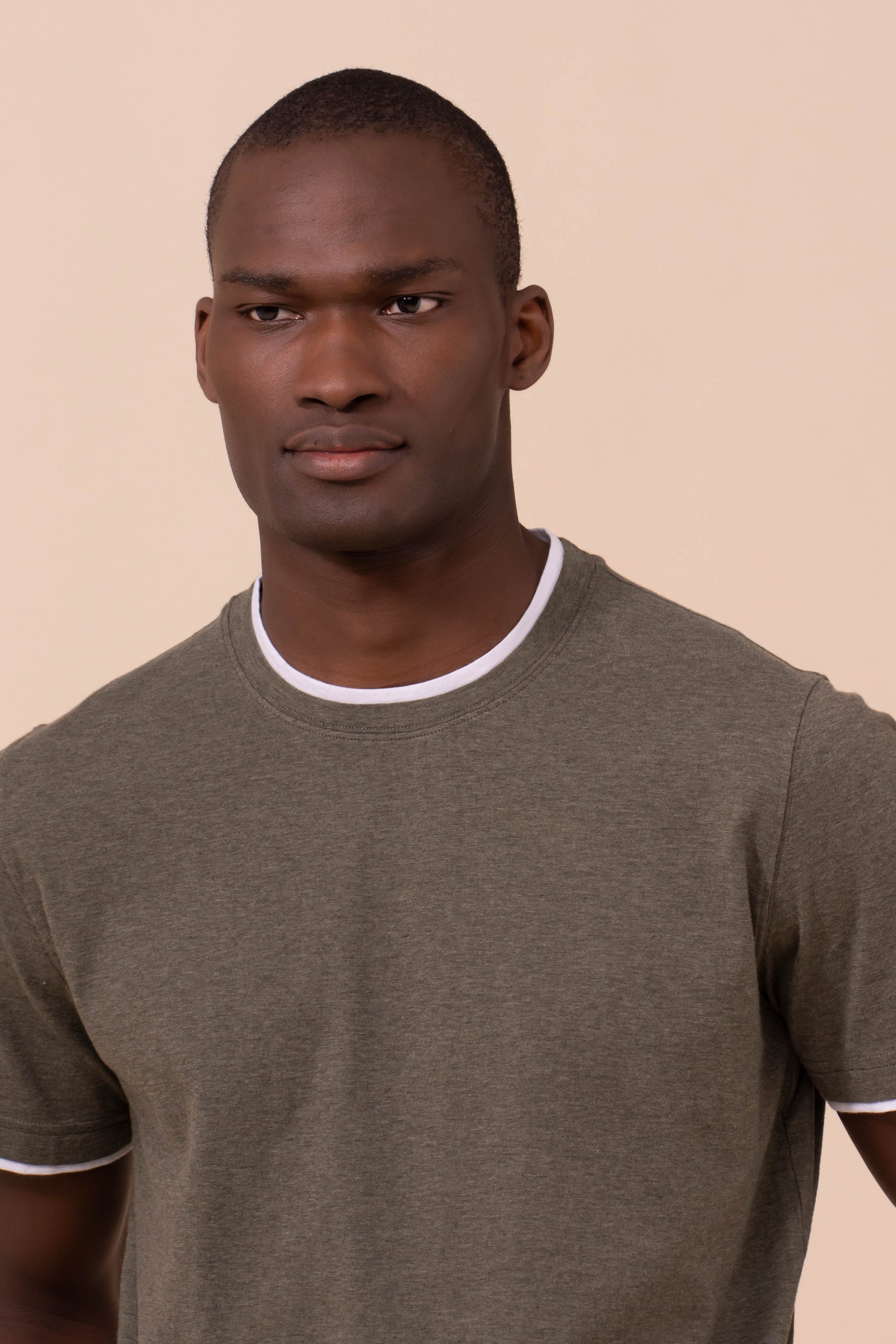 Duo Cotton Jersey Mèlange T-shirt - OLIVEGREENMELANGE