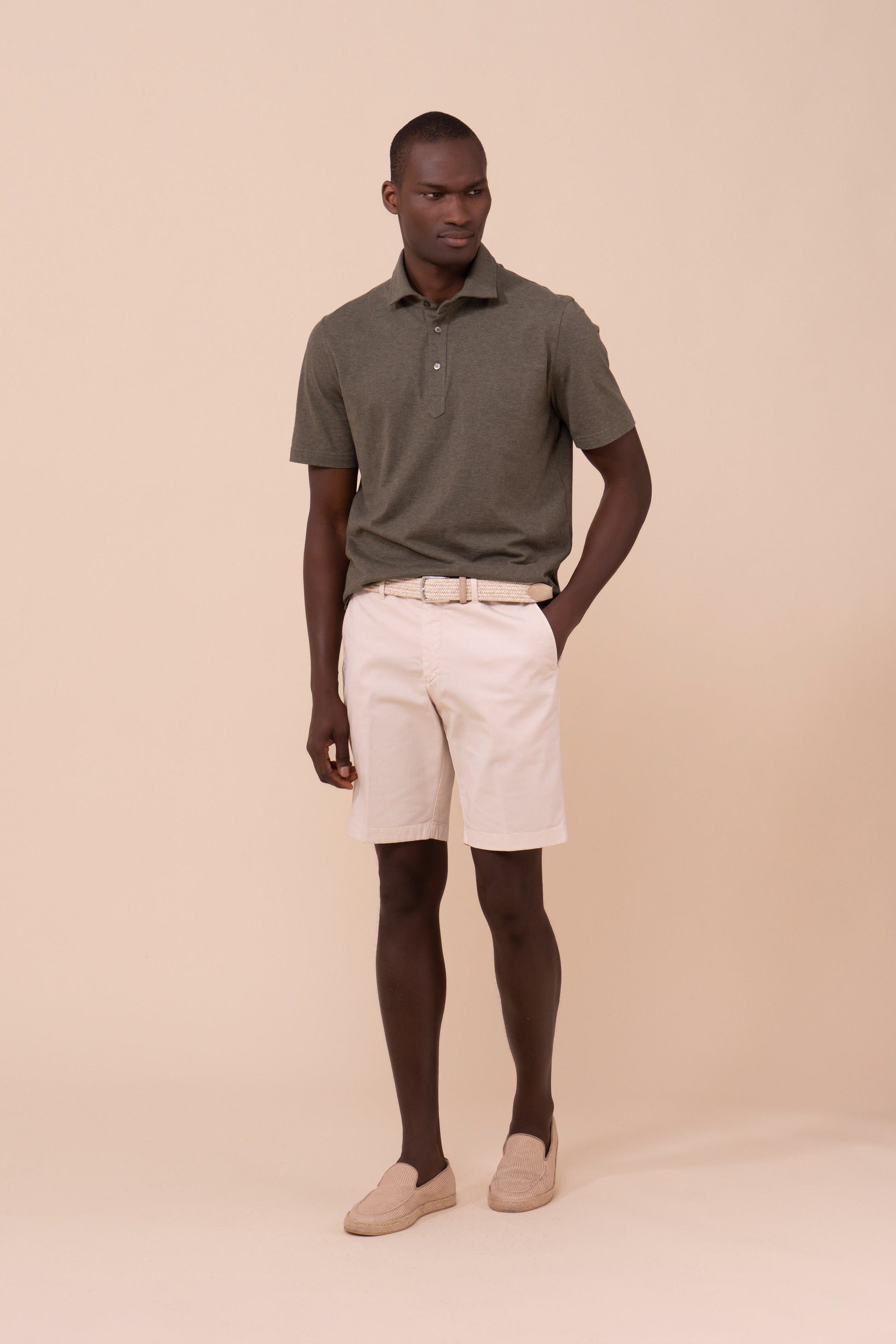 Tre Cotton Jersey Mélange Polo - OLIVEGREENMELANGE