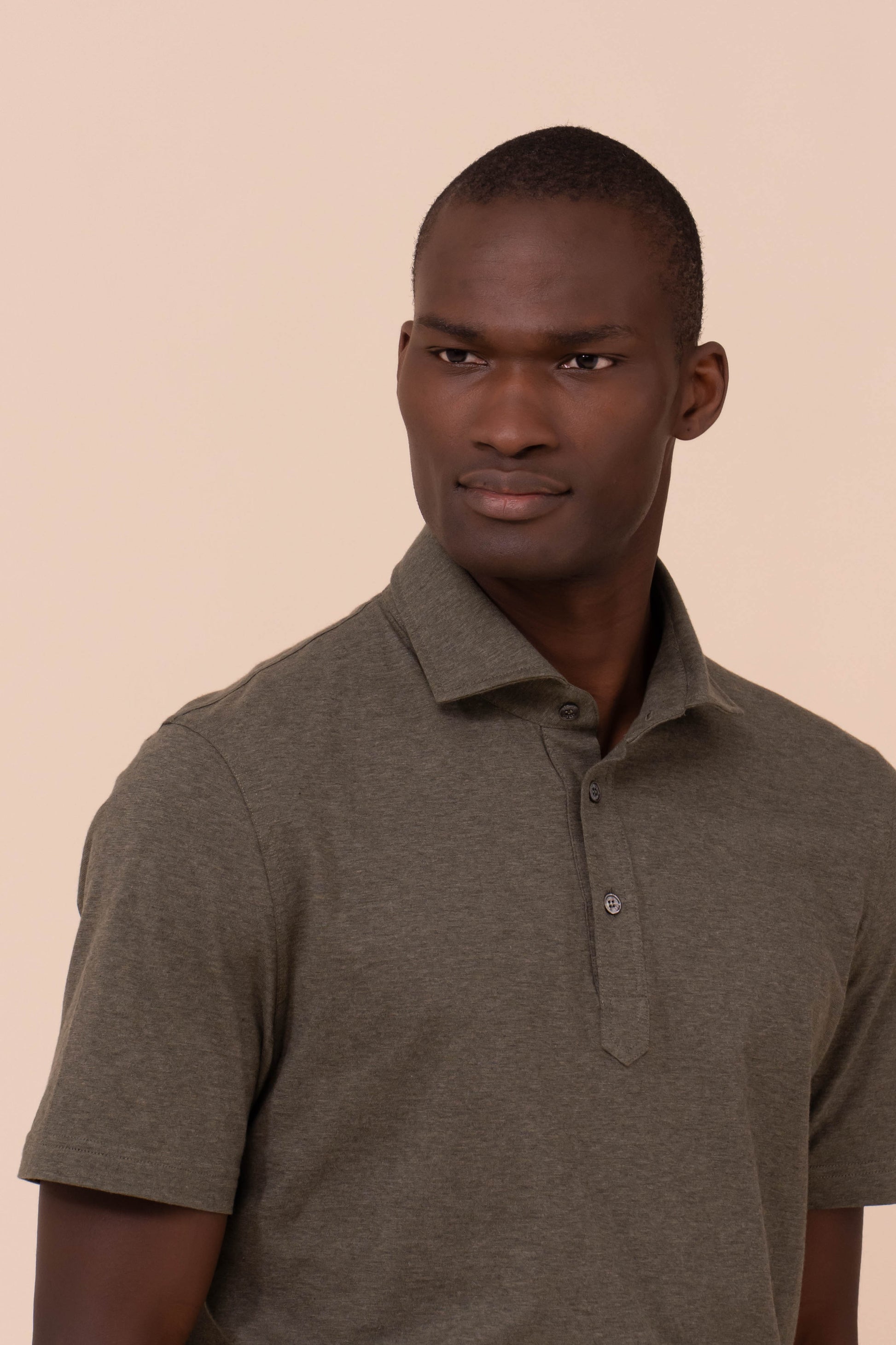 Tre Cotton Jersey Mélange Polo - OLIVEGREENMELANGE