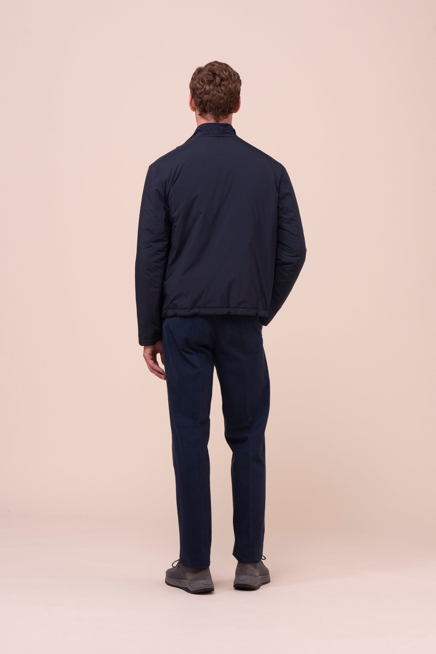 Rob giacca in Airstop e cashmere flanel con zip - MIDNIGHTBLUE