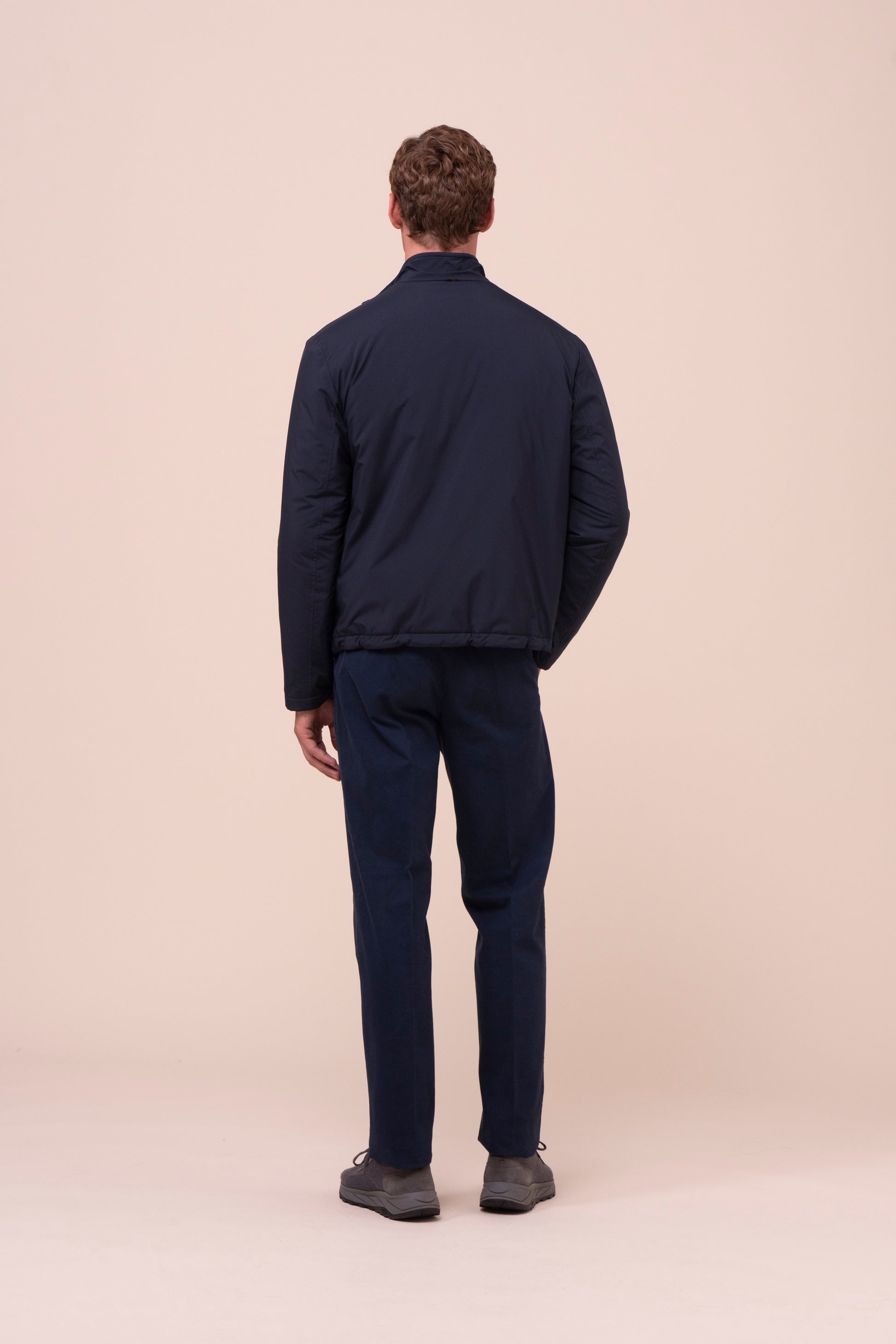 Rob giacca in Airstop e cashmere flanel con zip - MIDNIGHTBLUE