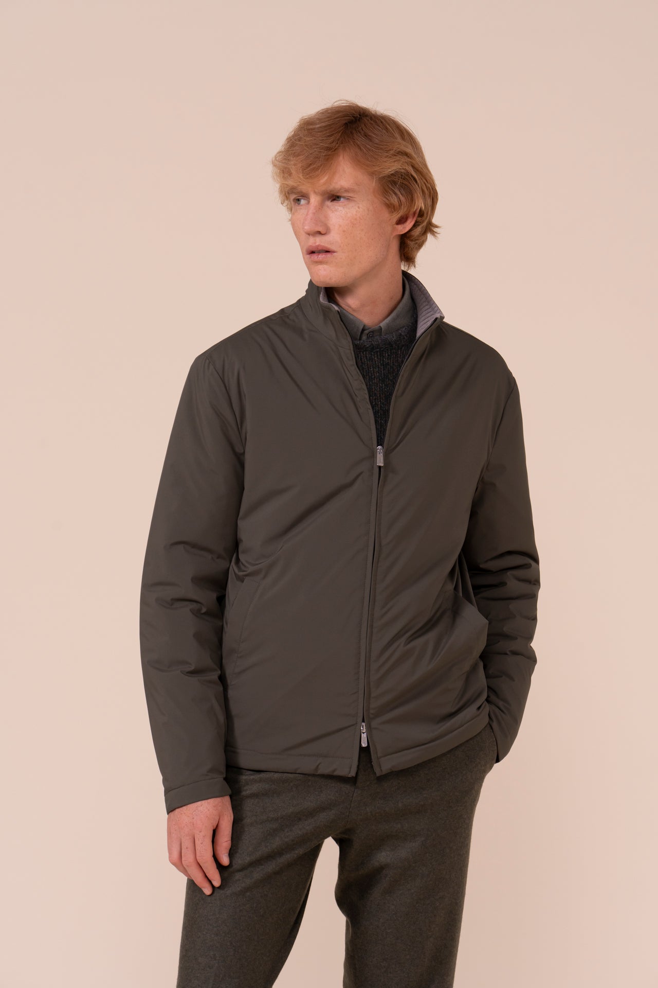 Rob Airstop and Cashmere Flanel Full-zip Jacket - DARKFOREST