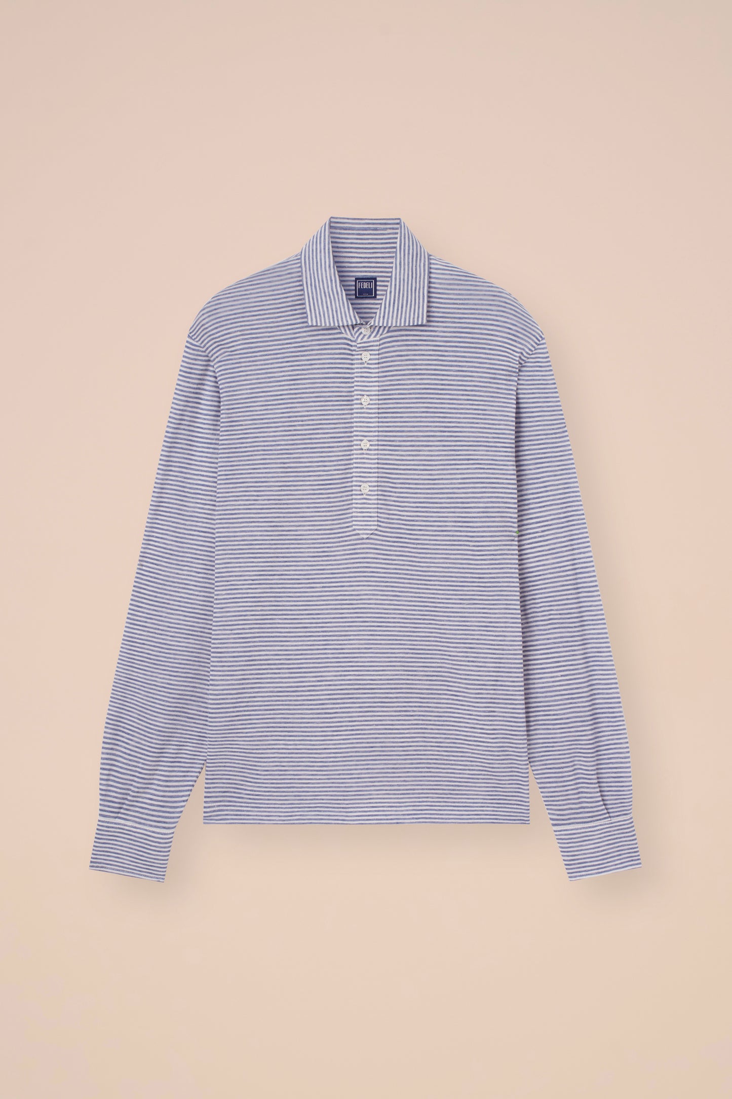 Five polo a maniche lunghe in cotone e lino rigato - WAVEMELANGE