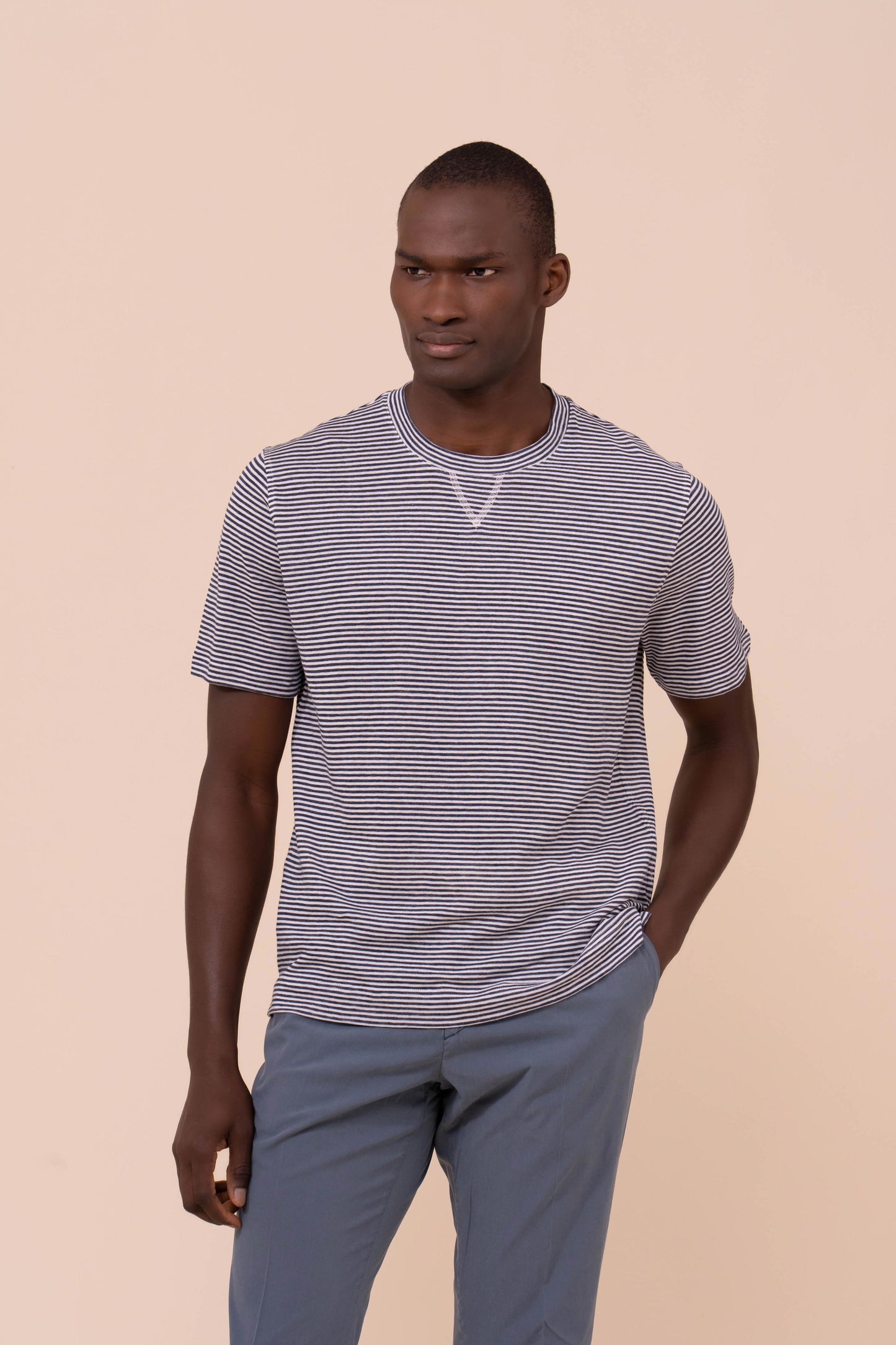 Super T-shirt a righe in cotone e lino - STORM