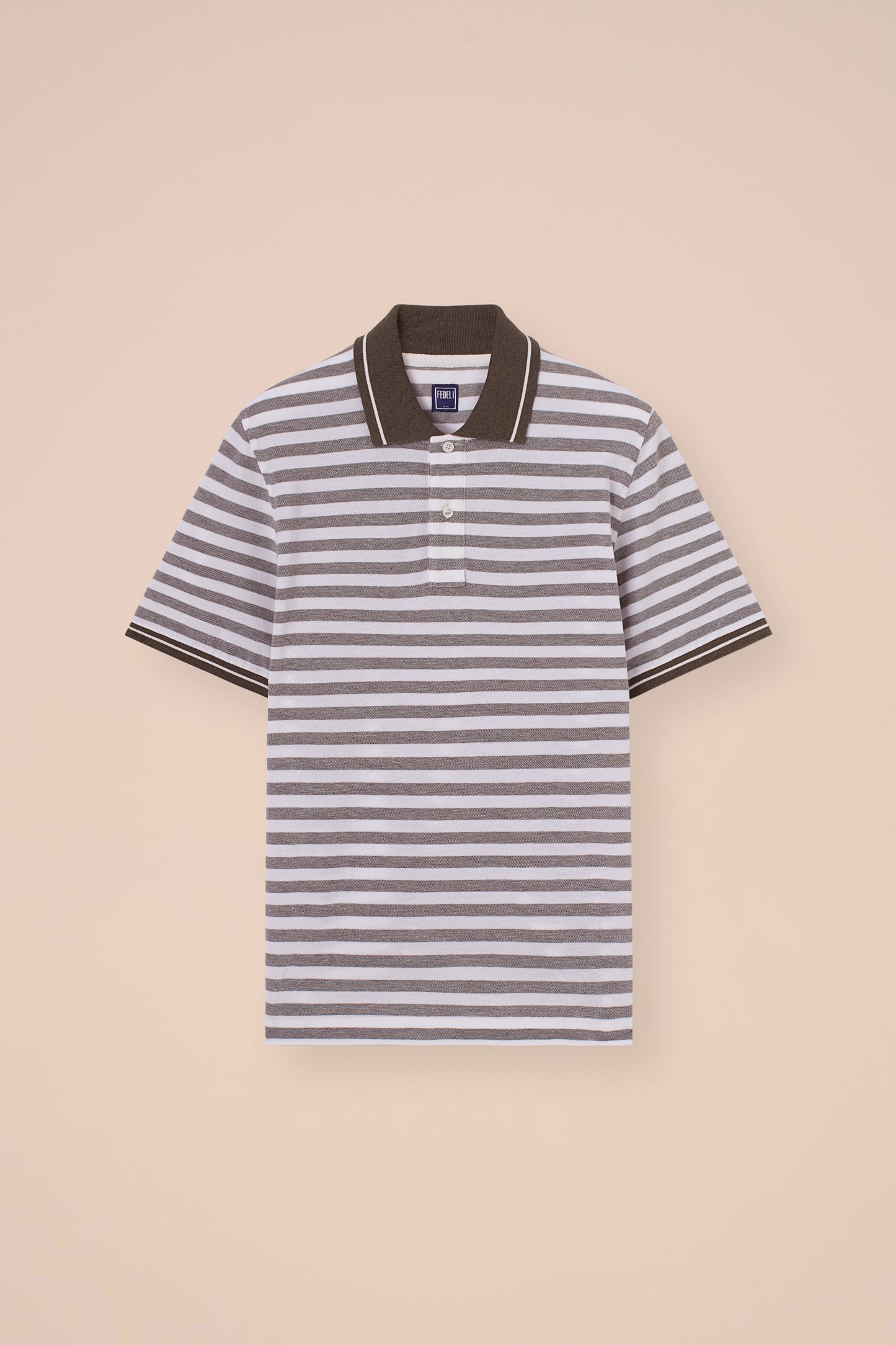 West Piquet Cotton Striped Polo - OLIVEGREENMELANGE