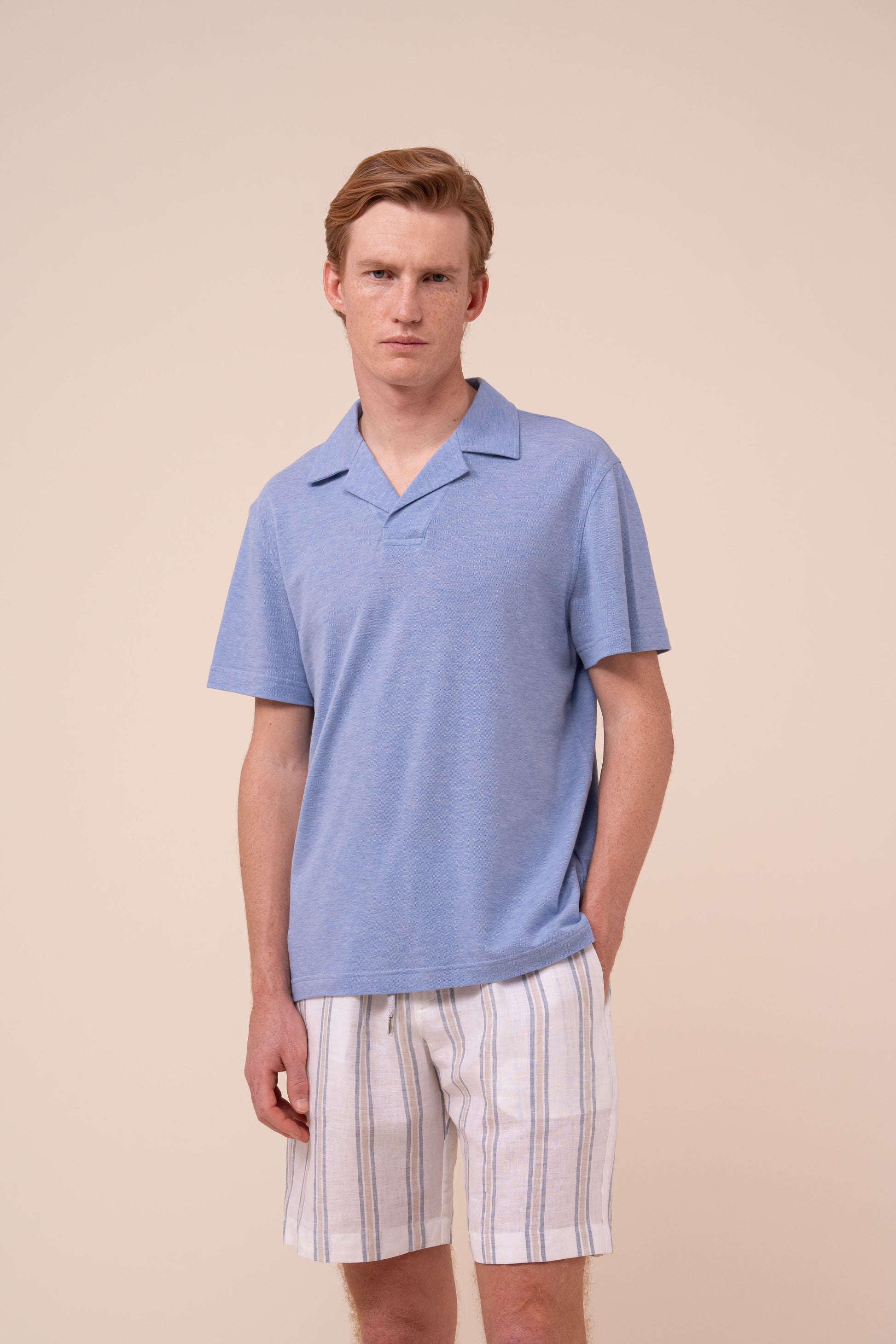 Jolly Superlight Linen and Cotton Piquet Polo Shirt - WAVE