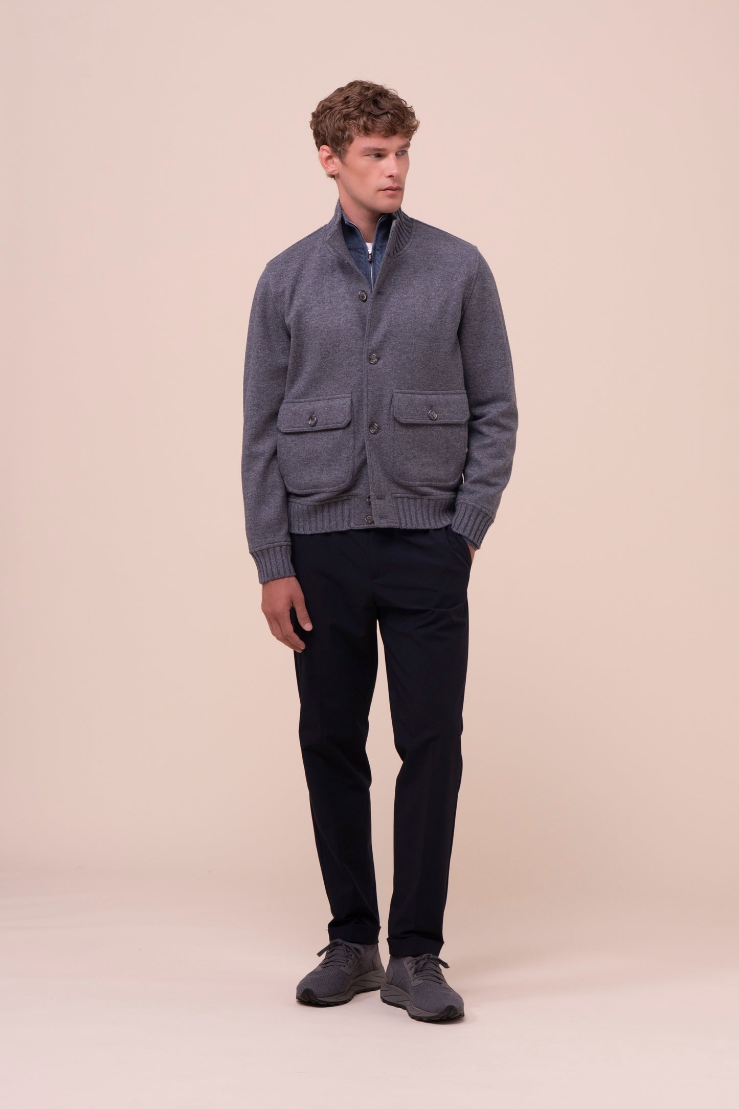 Surreale bomber in cashmere flanel double - STONEMELANGE