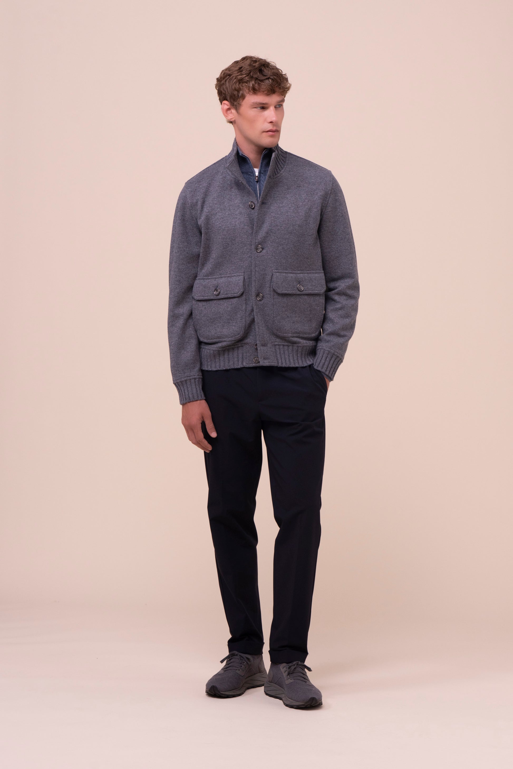 Surreale bomber in cashmere flanel double - STONEMELANGE