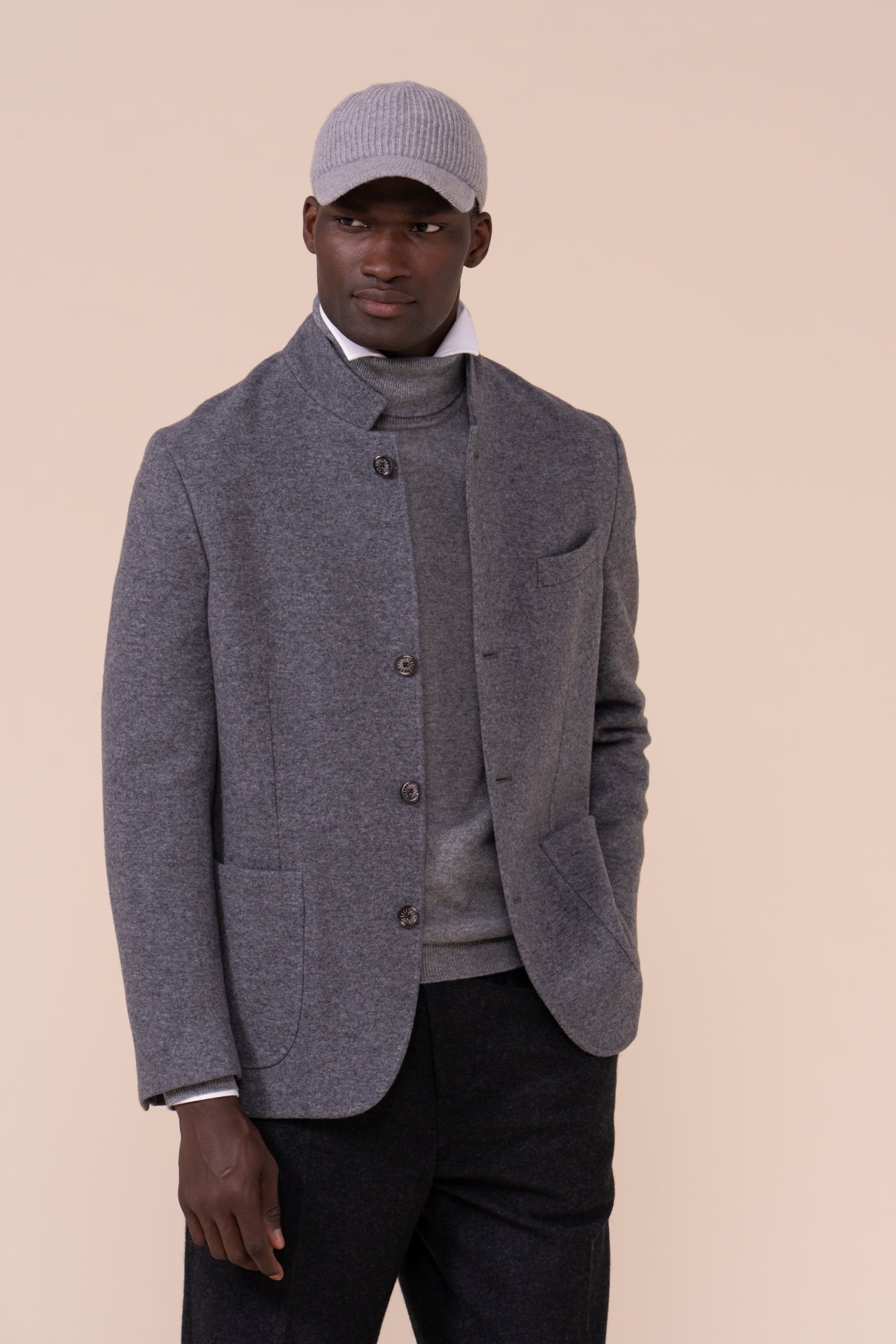 Damon blazer in cashmere flanel double - STONEMELANGE