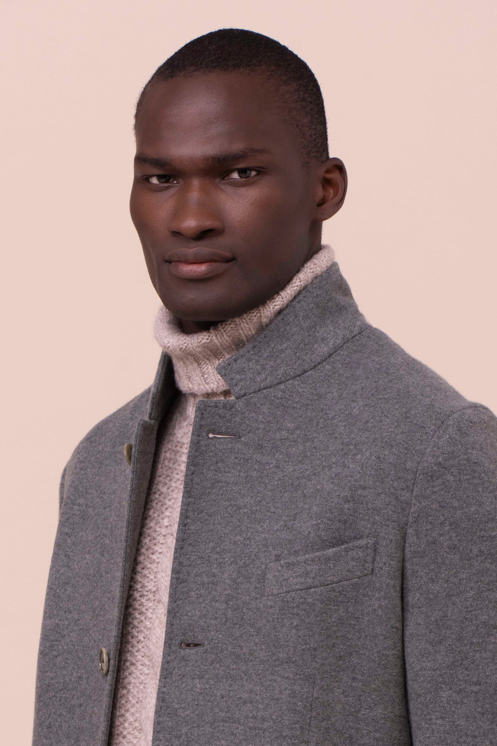Damon blazer in cashmere flanel double - DARKOLIVEGREEN