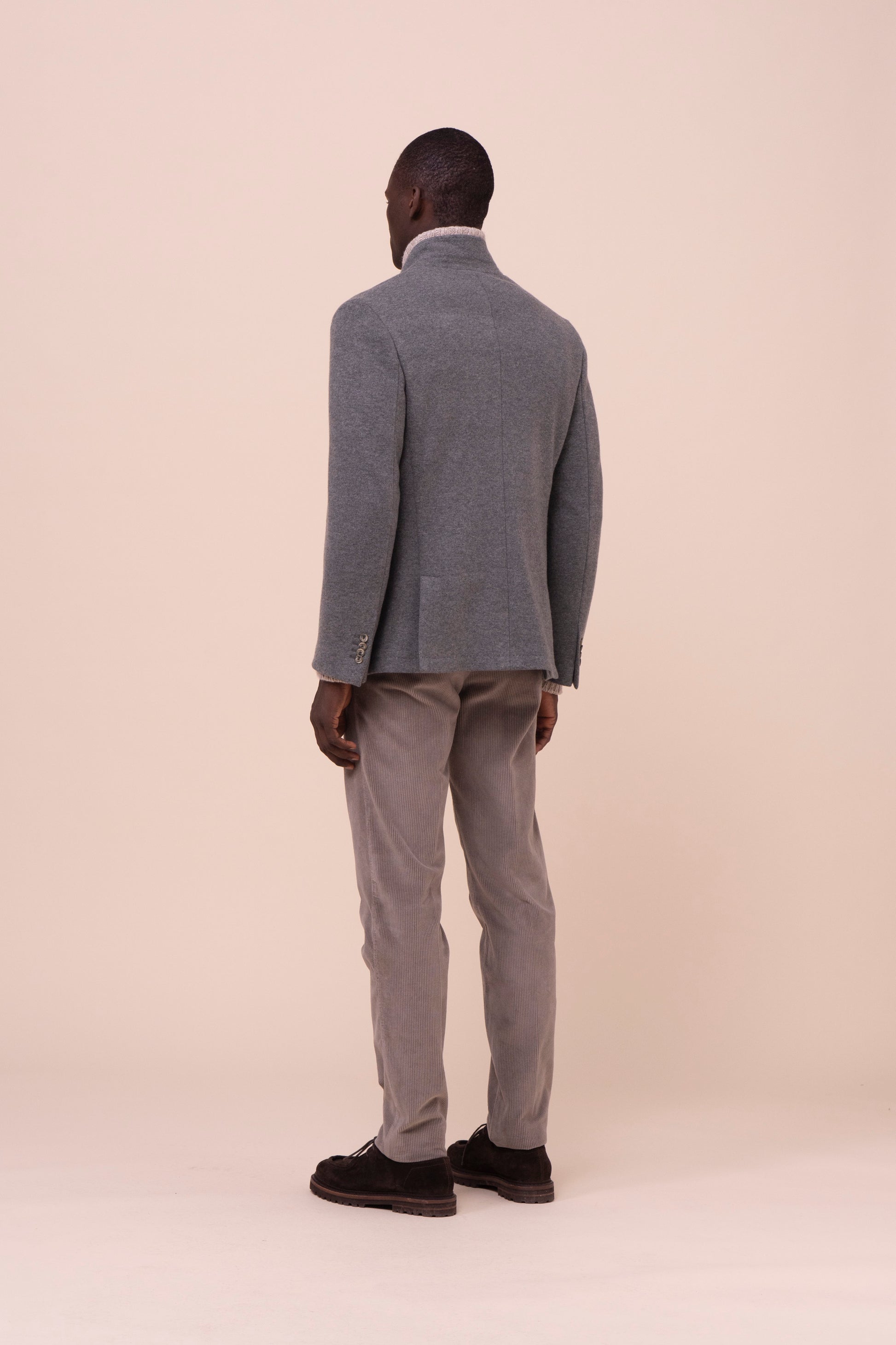 Damon blazer in cashmere flanel double - DARKOLIVEGREEN